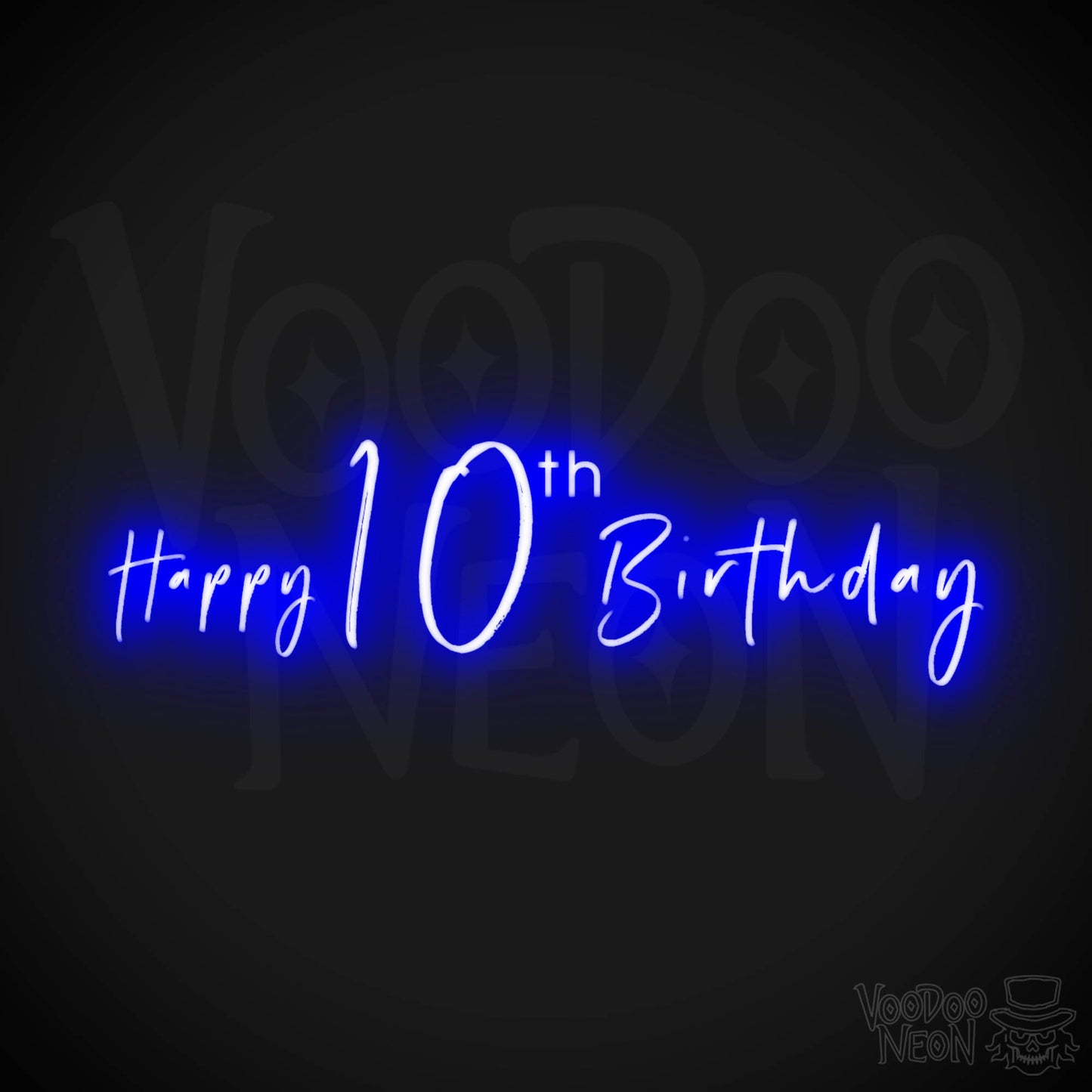 10th Birthday Neon Sign - Neon 10th Birthday Sign - Color Dark Blue