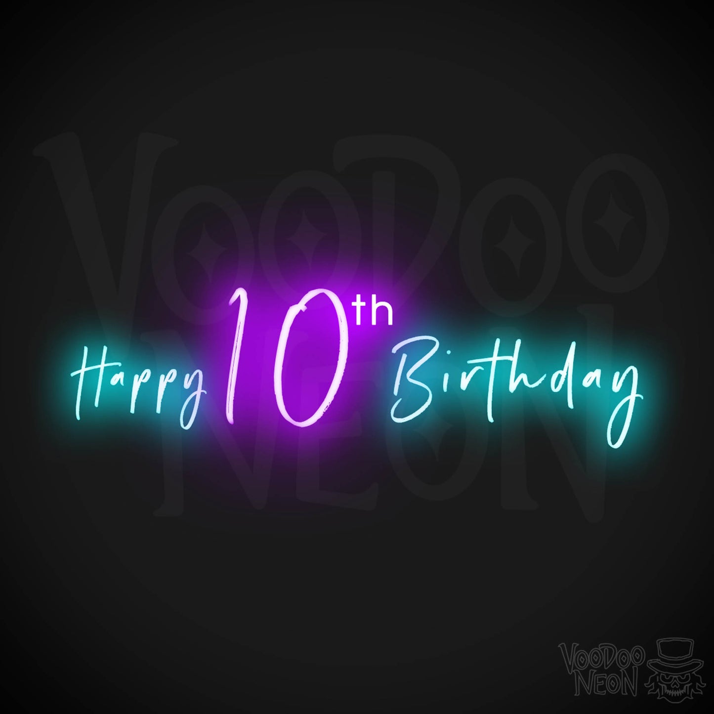 10th Birthday Neon Sign - Neon 10th Birthday Sign - Color Multi-Color