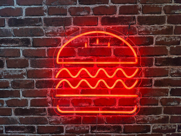 Post-production Hamburger neon sign
