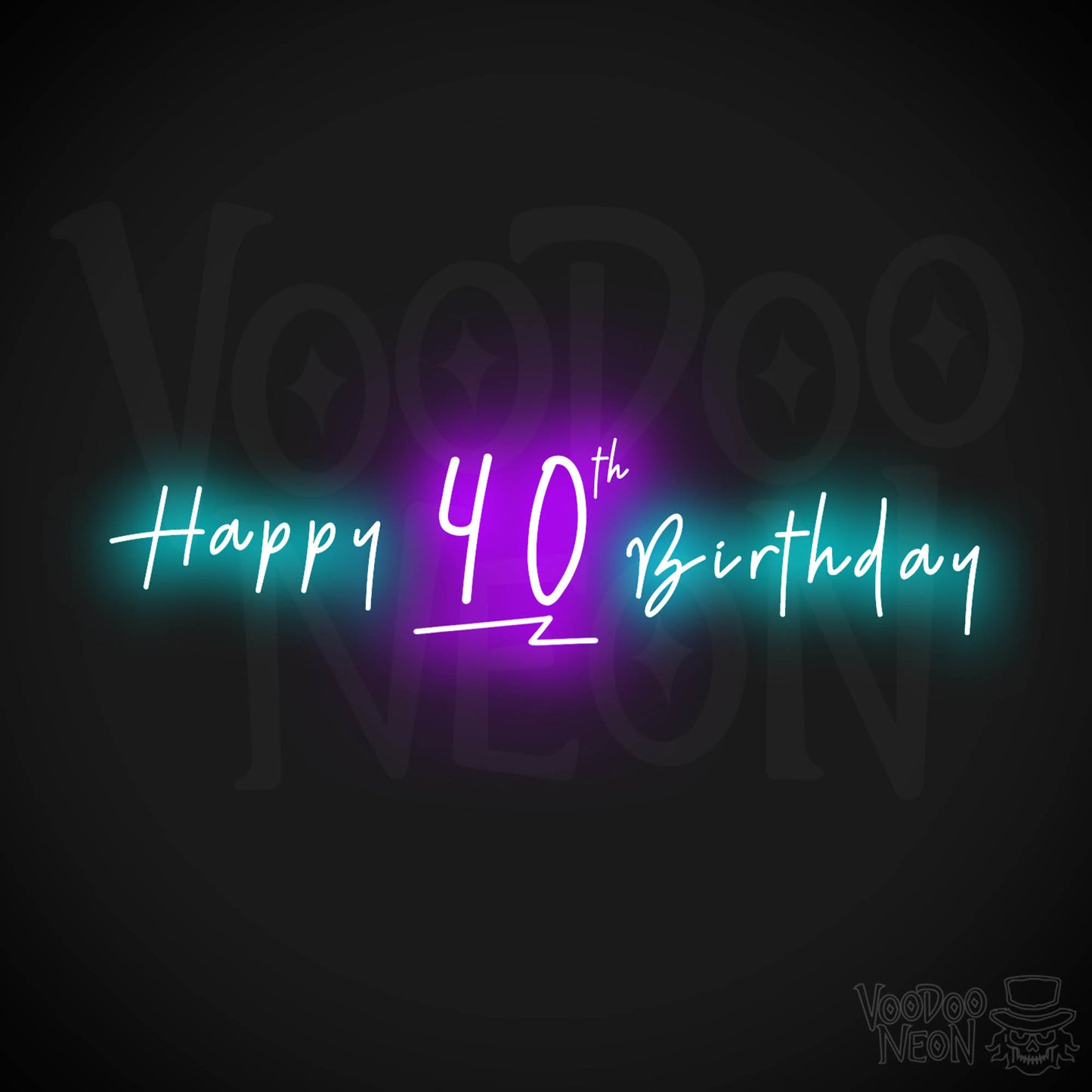 40th Birthday Neon Sign - Neon 40th Birthday Sign - Color Multi-Color