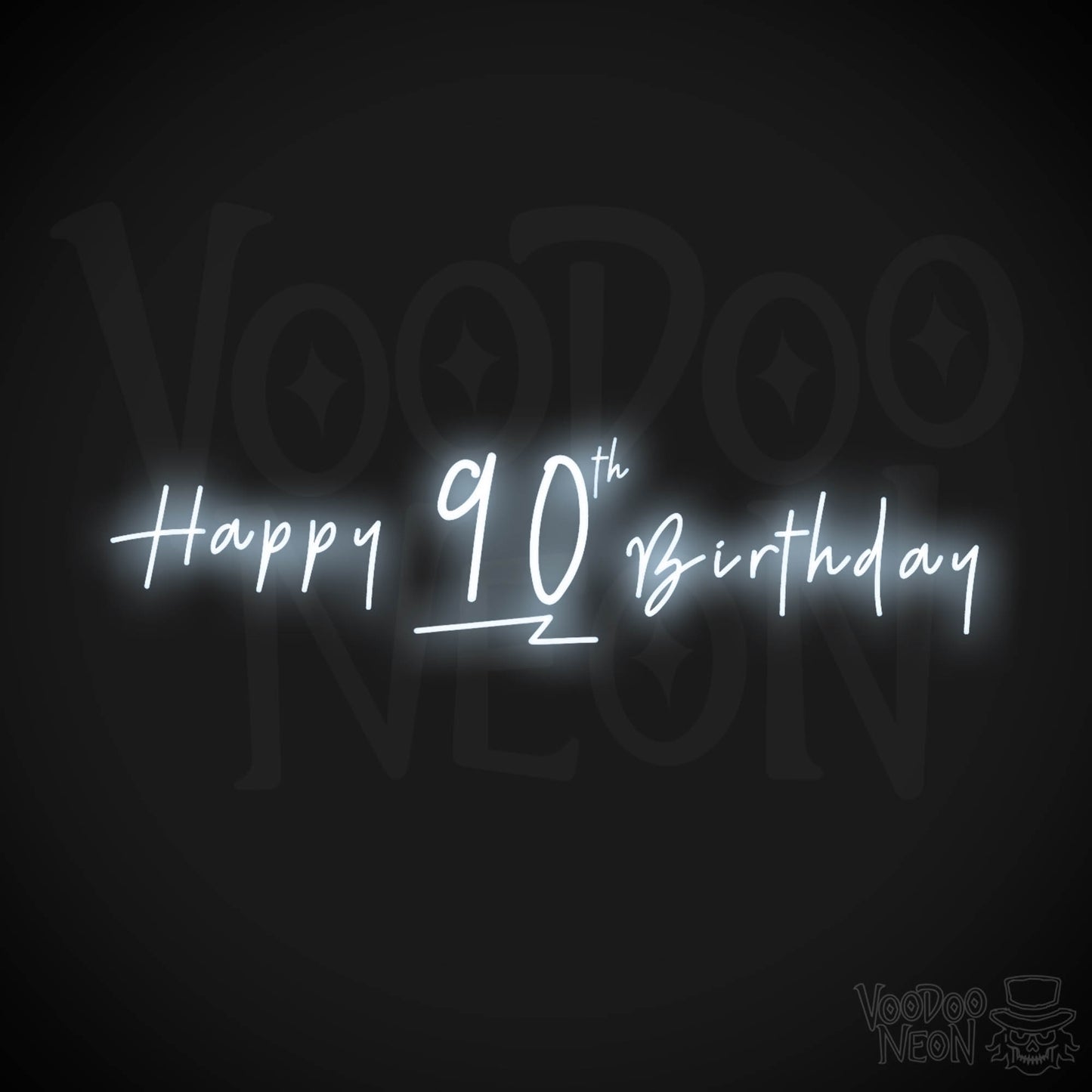 90th Birthday Neon Sign - Neon 90th Birthday Sign - Color Cool White