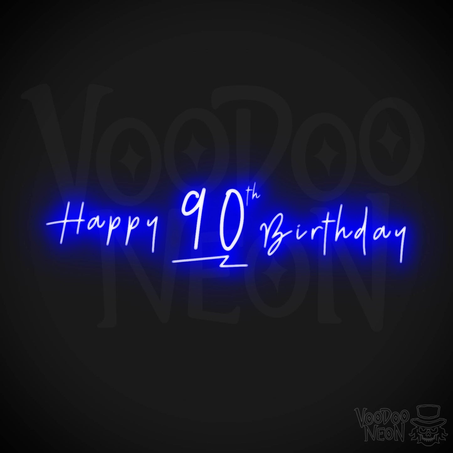 90th Birthday Neon Sign - Neon 90th Birthday Sign - Color Dark Blue