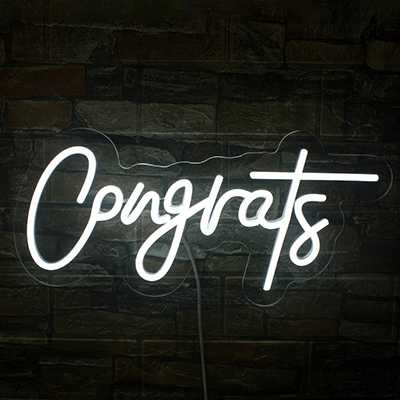 Example neon sign for office decor with the word Congrats