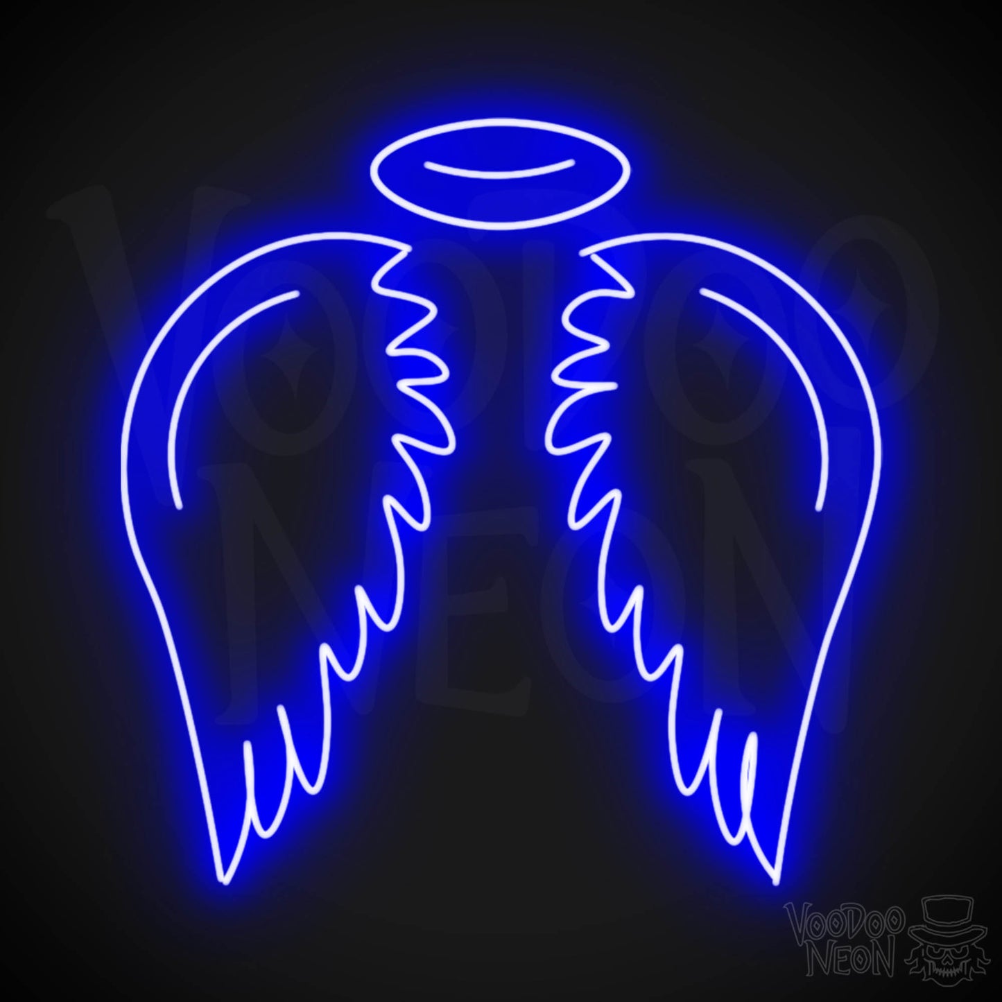 Angel Wings Wall Art - Angel Wings LED Sign - LED Neon Angel - Color Dark Blue