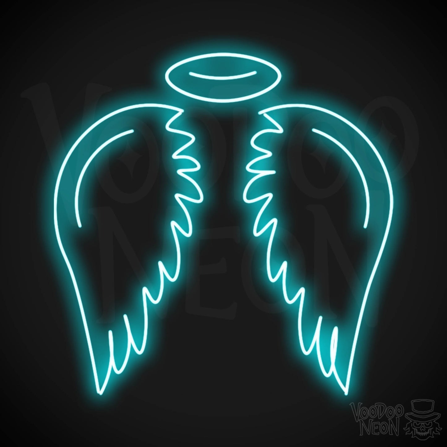 Angel Wings Wall Art - Angel Wings LED Sign - LED Neon Angel - Color Ice Blue
