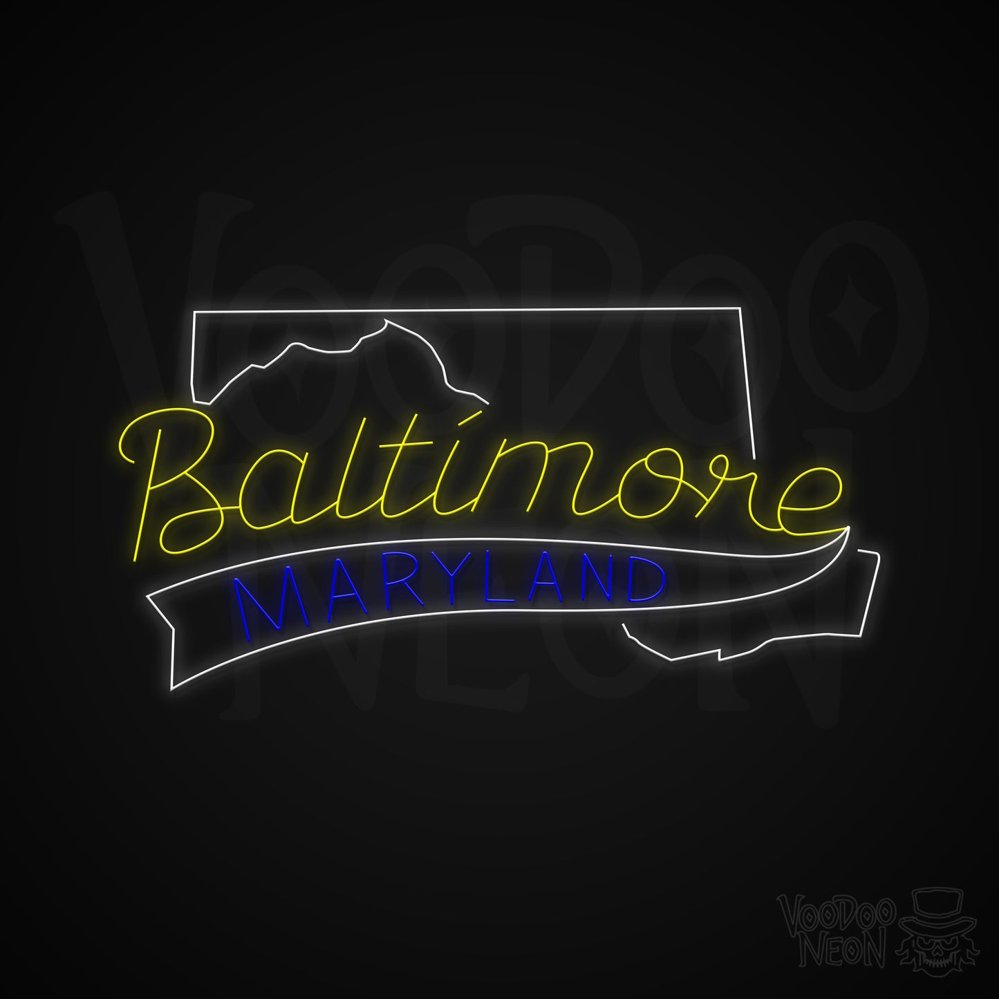Baltimore, Maryland Neon Sign - Multi-Color