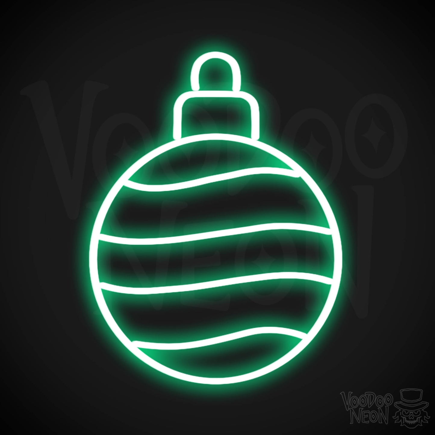 Bauble Neon Sign - Neon Bauble Sign - Xmas Bauble Wall Art - Color Green