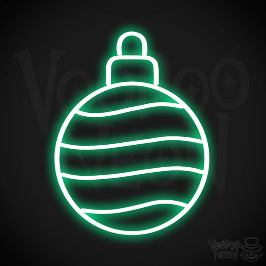 Bauble Neon Sign - Neon Bauble Sign - Xmas Bauble Wall Art - Color Green