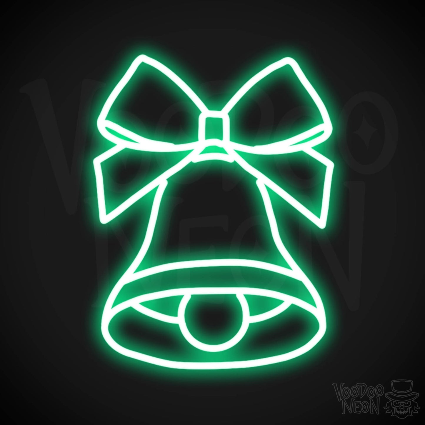 Bell Neon Sign - Neon Bell Sign - Xmas Bell Wall Art - Color Green