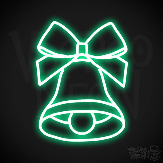 Bell Neon Sign - Neon Bell Sign - Xmas Bell Wall Art - Color Green