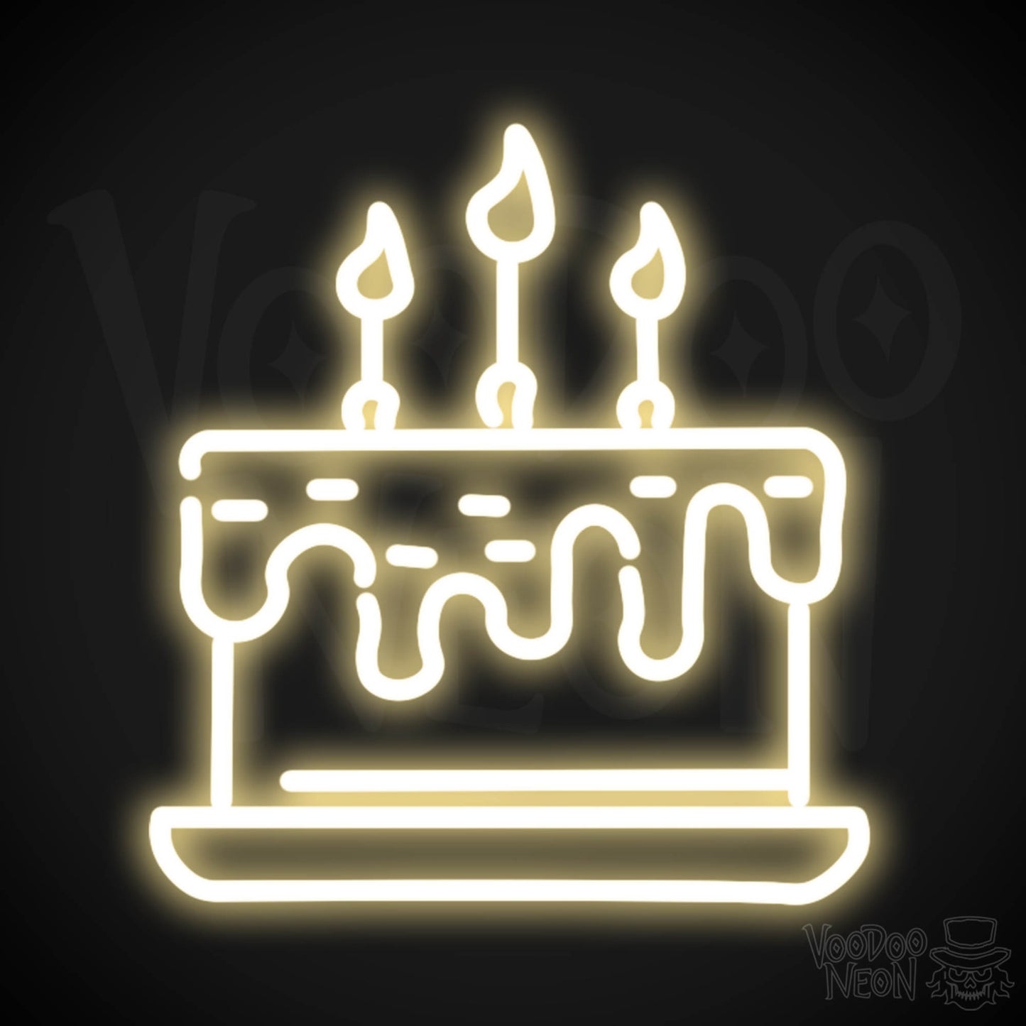 Birthday Cake Neon Sign - Neon Birthday Cake Sign - Color Warm White