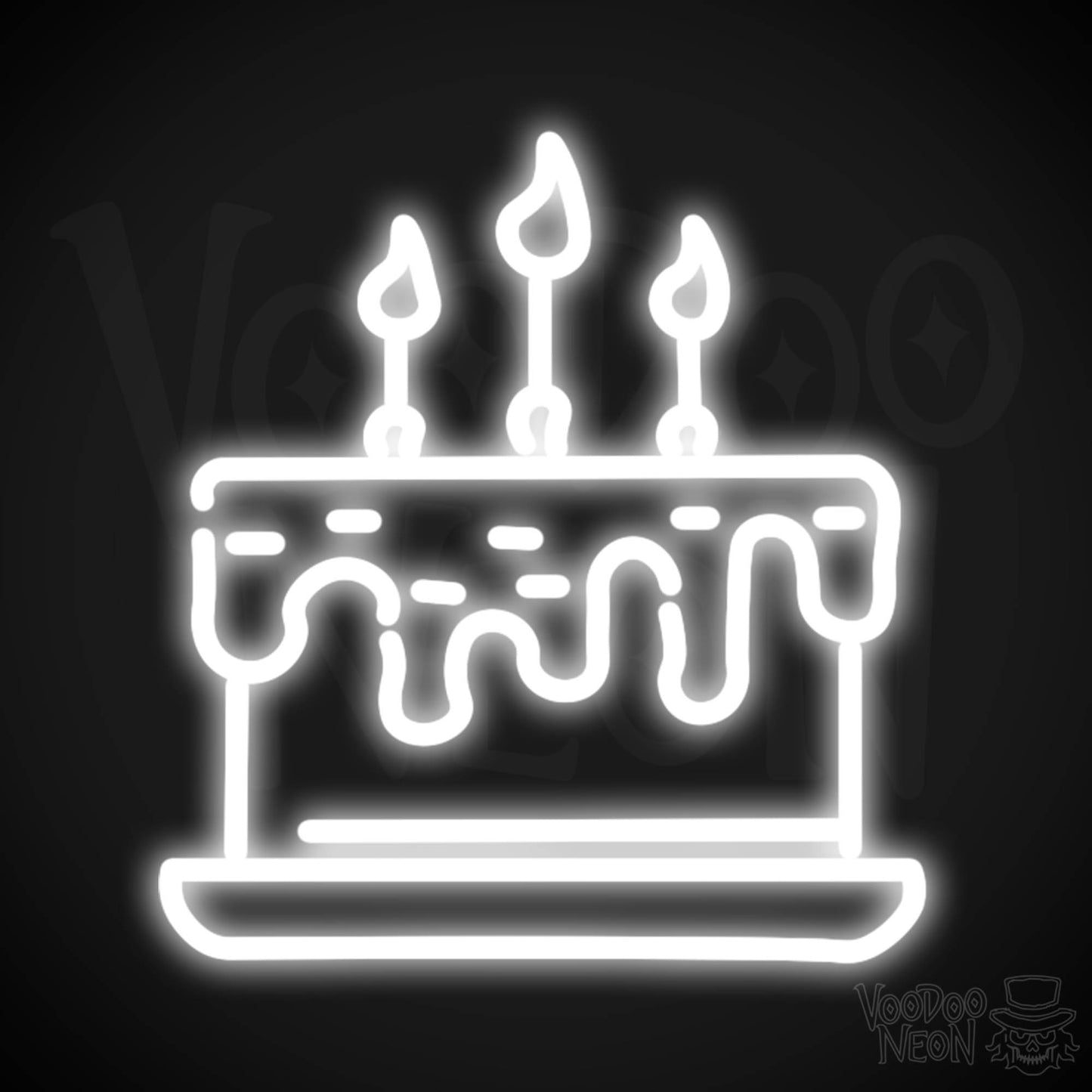 Birthday Cake Neon Sign - Neon Birthday Cake Sign - Color White