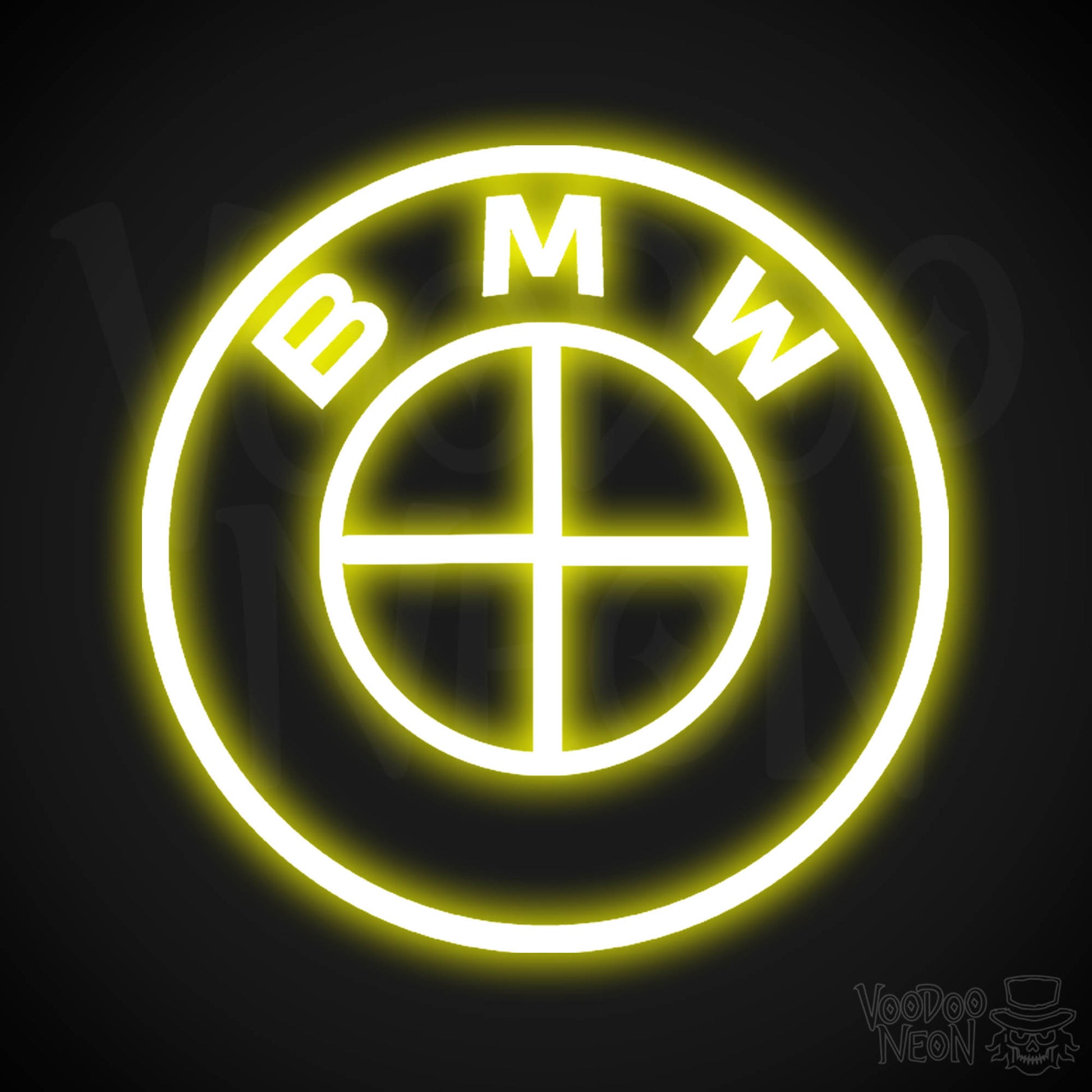 BMW Neon Sign - Neon BMW Sign - BMW Decor - BMW Logo - Color Yellow