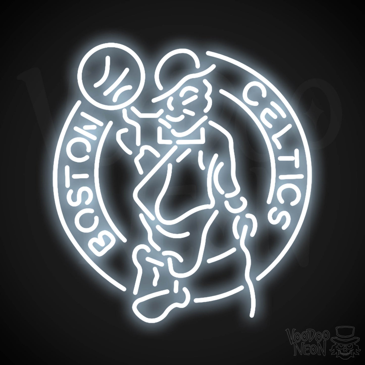 Boston Celtics Neon Sign - Boston Celtics Sign - Neon Celtics Logo Wall Art - Color Cool White