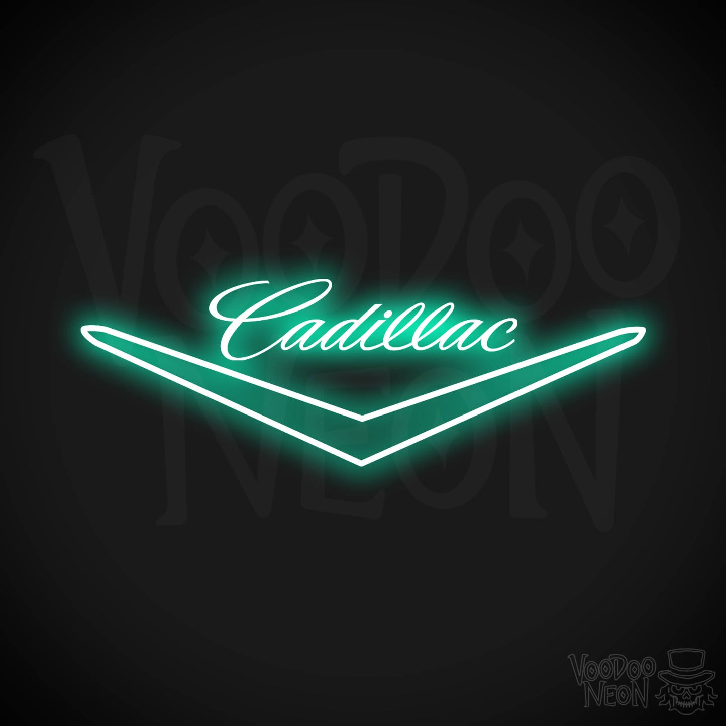 Cadillac Neon Sign - Neon Cadillac Sign - Cadillac Decor - Logo - Color Light Green