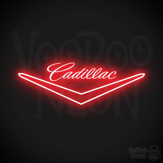 Cadillac Neon Sign - Neon Cadillac Sign - Cadillac Decor - Logo - Color Red
