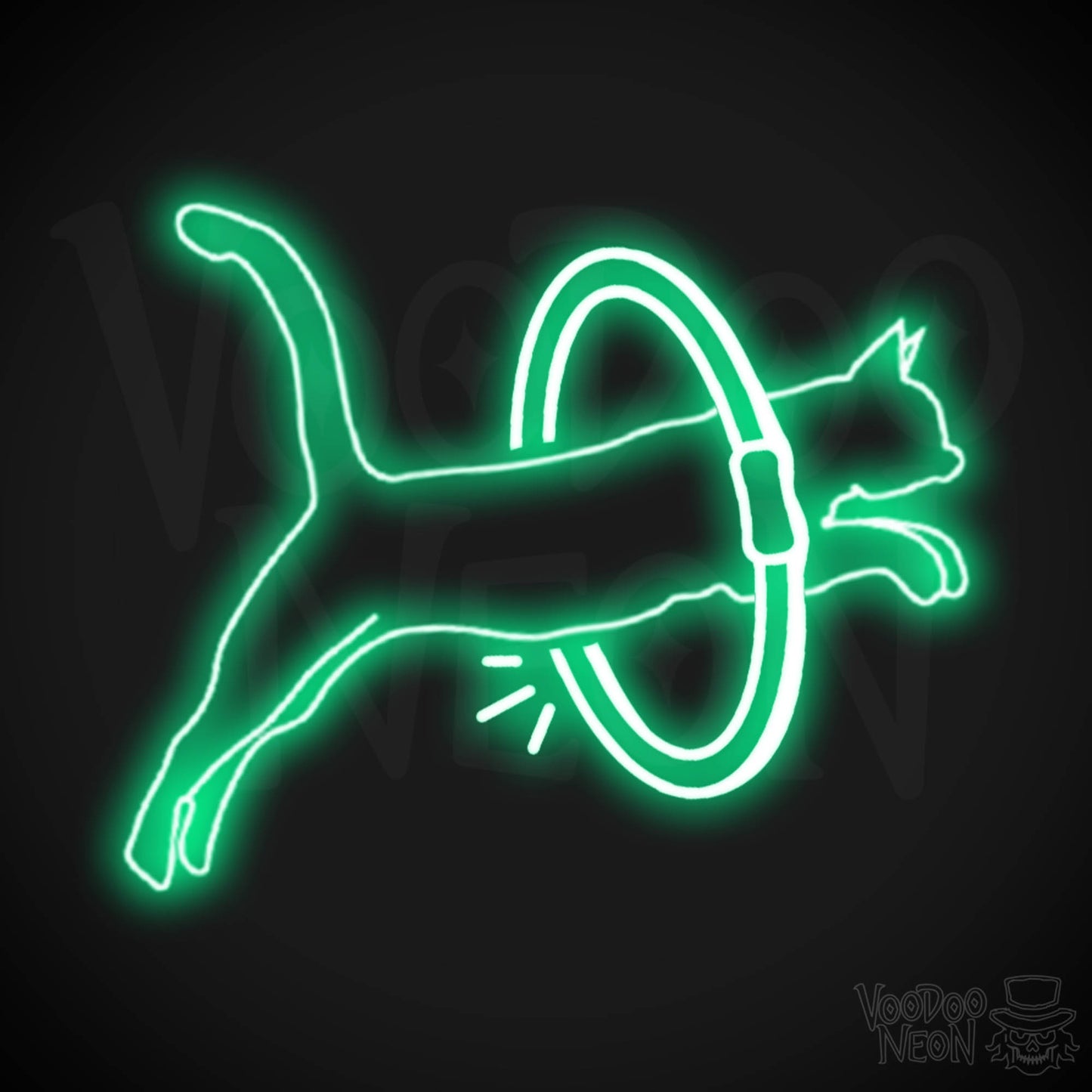 Neon Cat Jumping Wall Art - Jumping Cat Neon Sign - Cat Neon Wall Art - Color Green