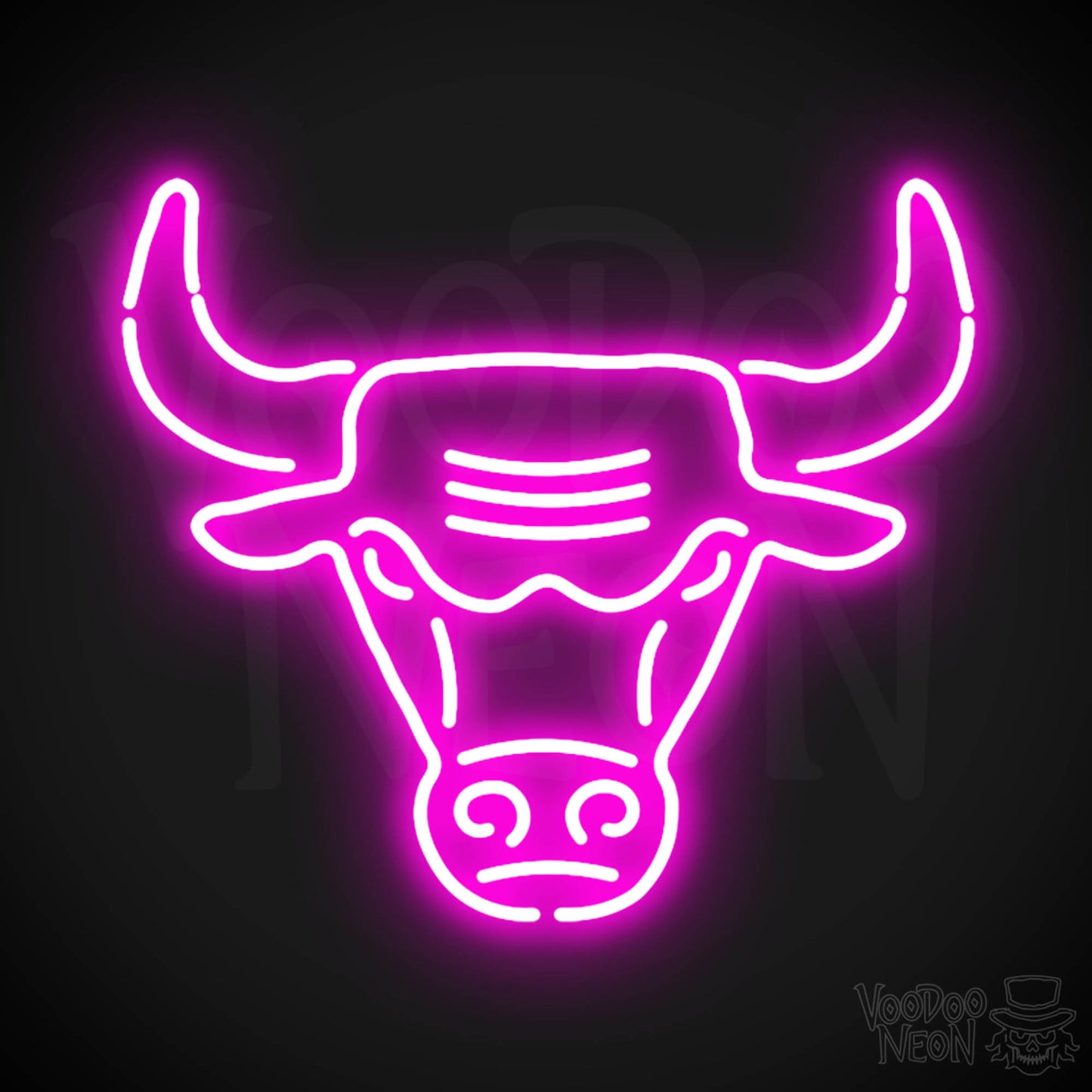 Chicago Bulls Neon Sign - Chicago Bulls Sign - Neon Bulls Logo Wall Art - Color Pink
