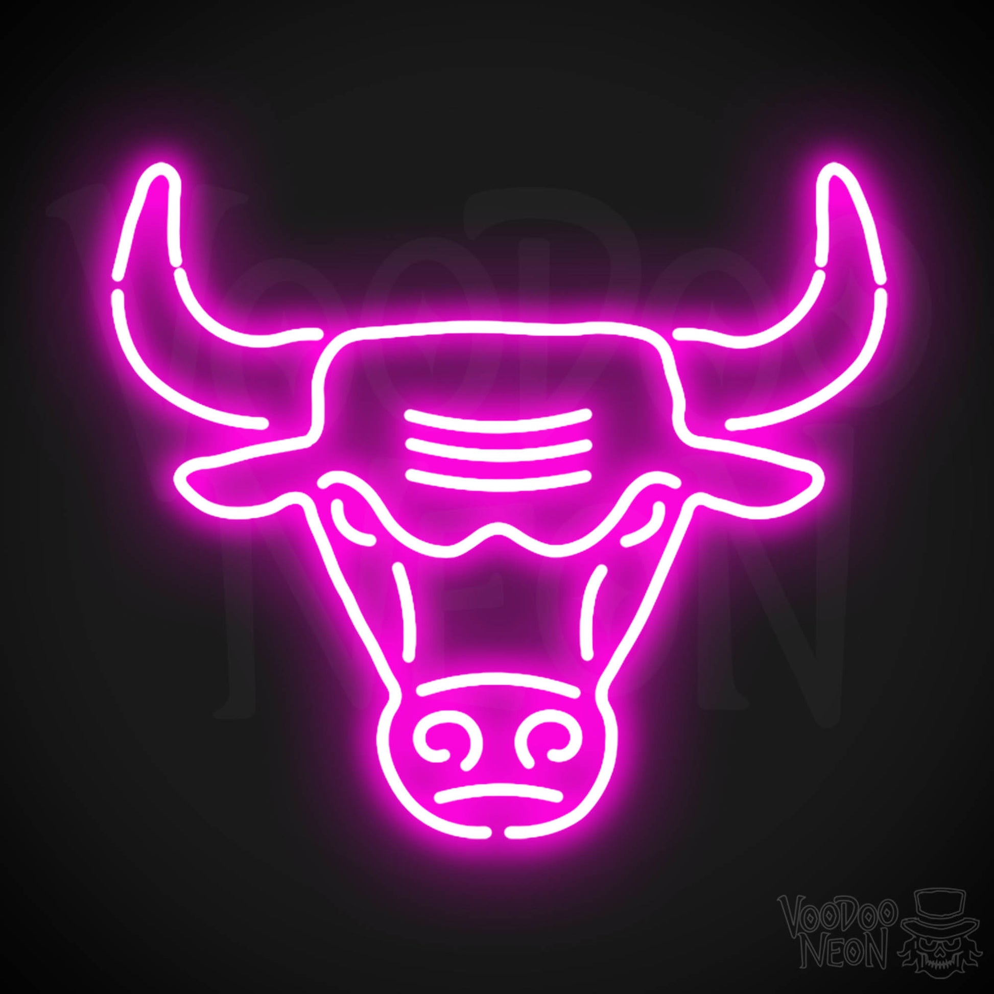 Chicago Bulls Neon Sign - Chicago Bulls Sign - Neon Bulls Logo Wall Art - Color Pink