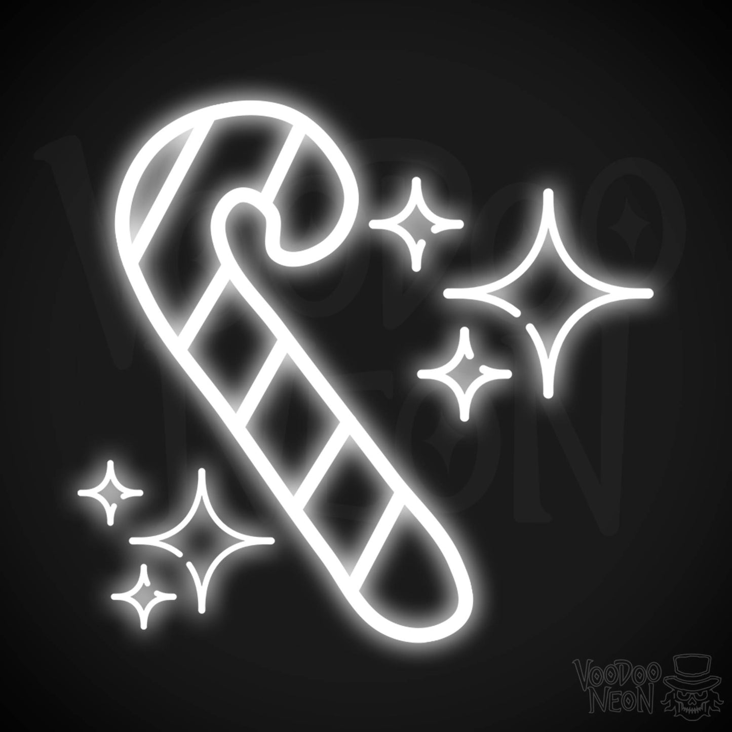 Neon Candy Cane Sign - Neon Christmas Candy Cane Wall Art - LED Sign - Color White