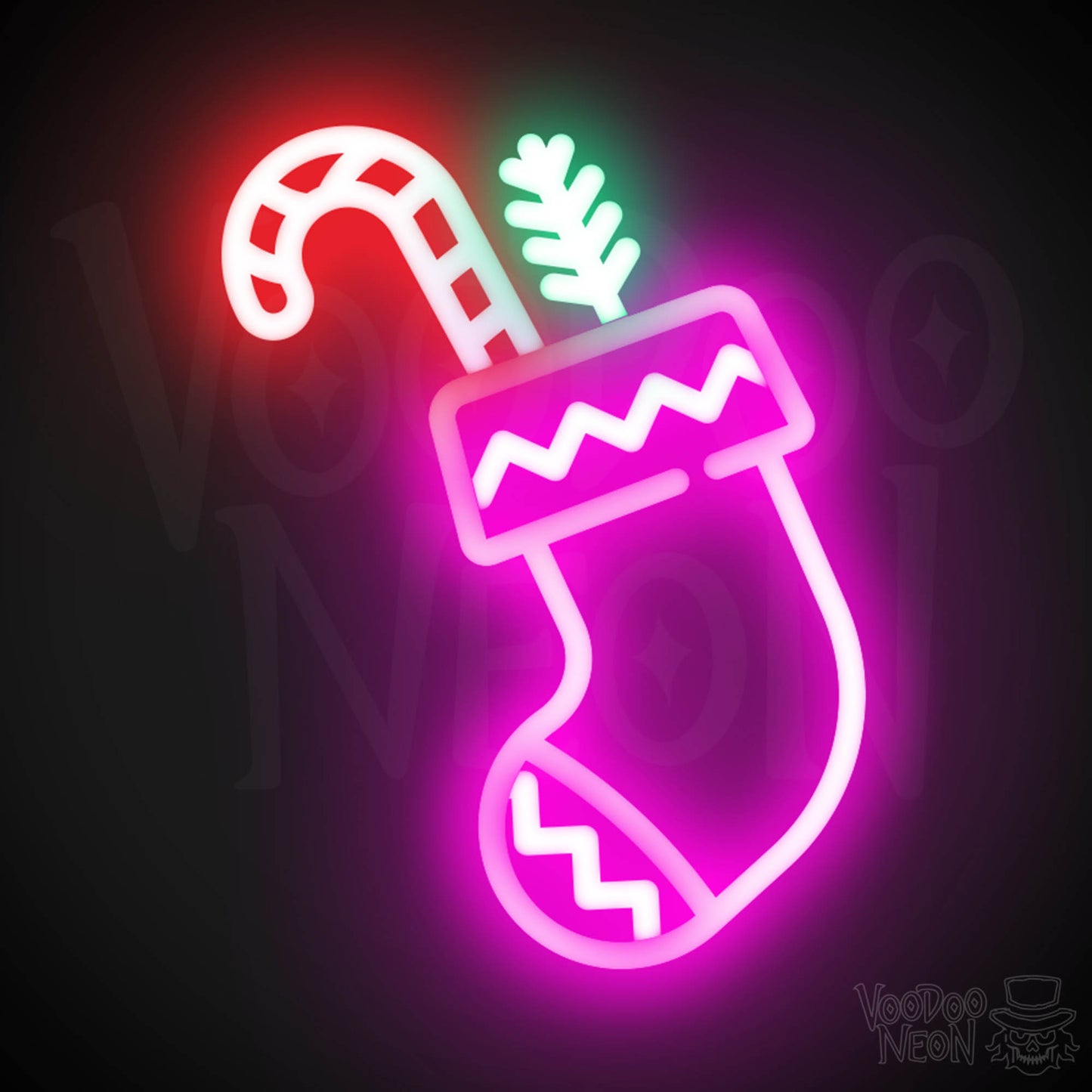 Neon Christmas Stocking - Christmas Stocking Neon Sign - Wall Art - Color Multi-Color