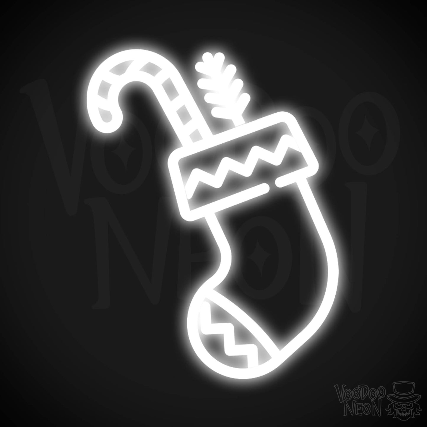 Neon Christmas Stocking - Christmas Stocking Neon Sign - Wall Art - Color White
