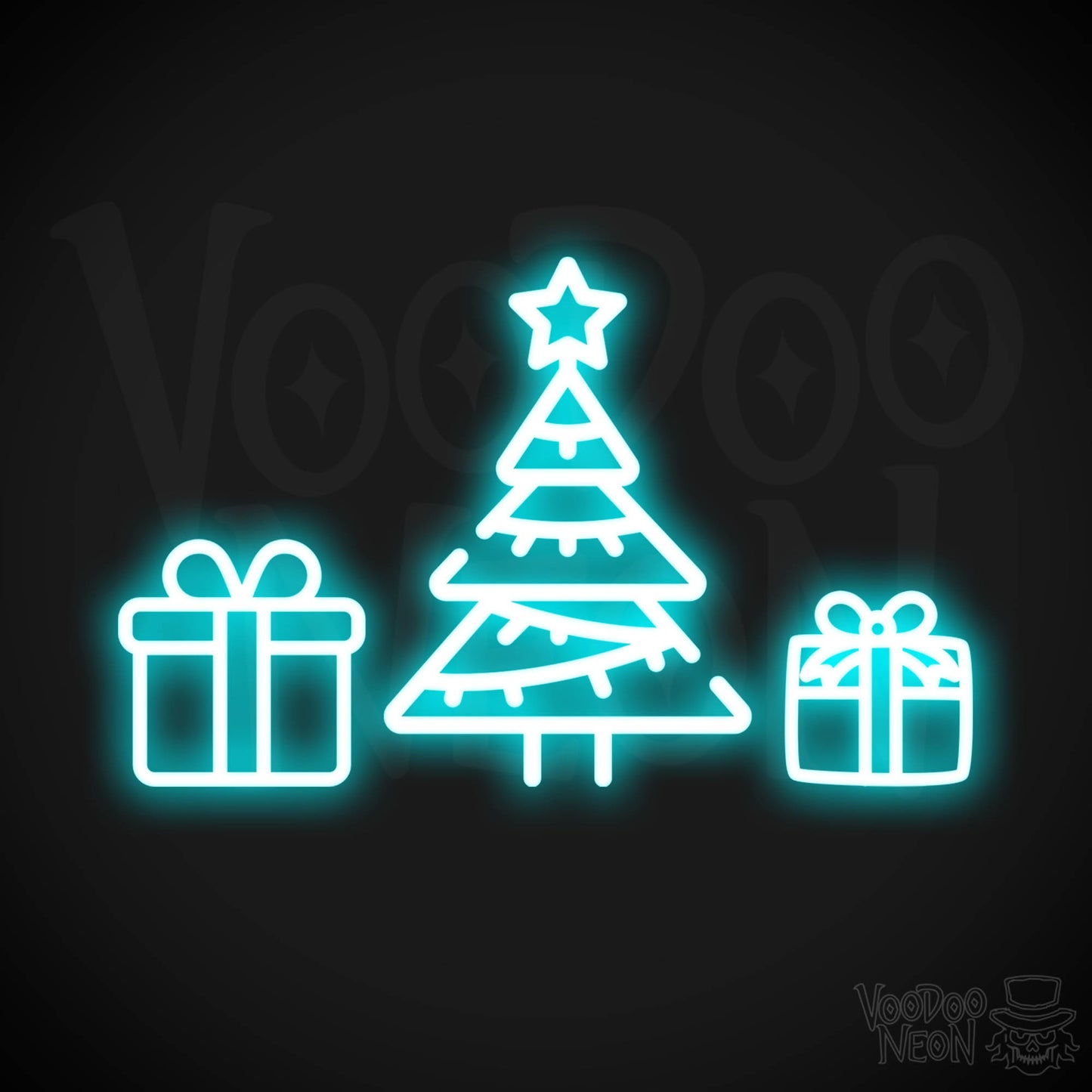 Neon Christmas Tree - Neon Christmas Tree Wall Art - Christmas Tree Neon Sign - Color Ice Blue