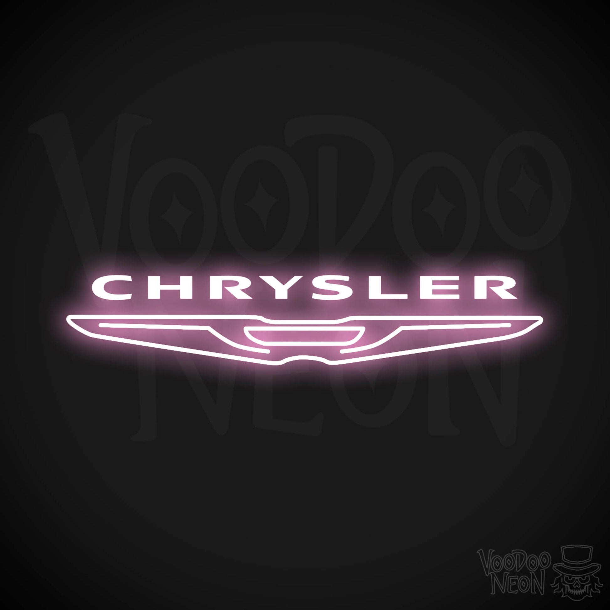 Chrysler Neon Sign - Neon Chrysler Sign - Chrysler Logo Wall Art - Color Light Pink
