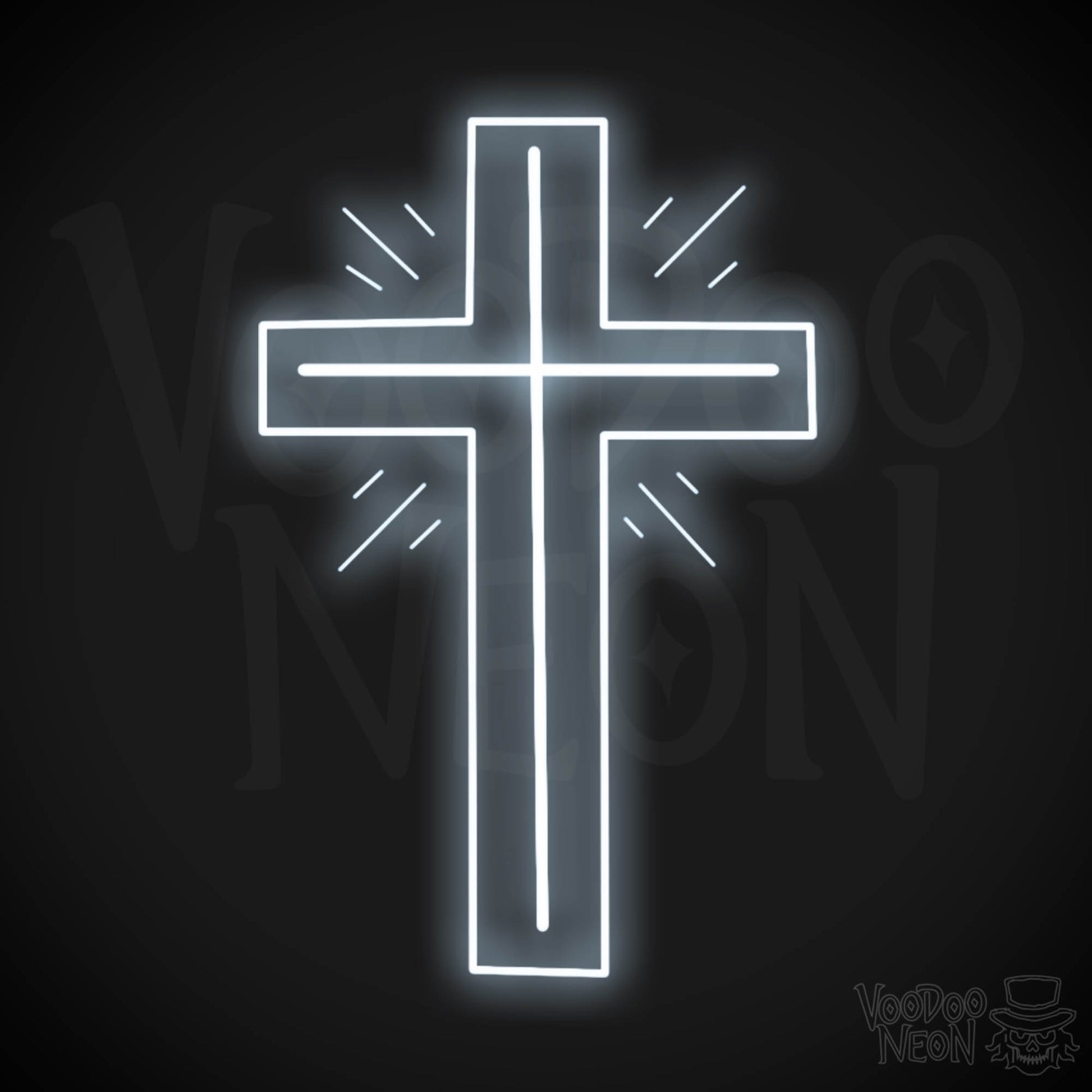 Neon Cross Sign - Neon Cross Wall Art - Cross Neon Sign - Color Cool White