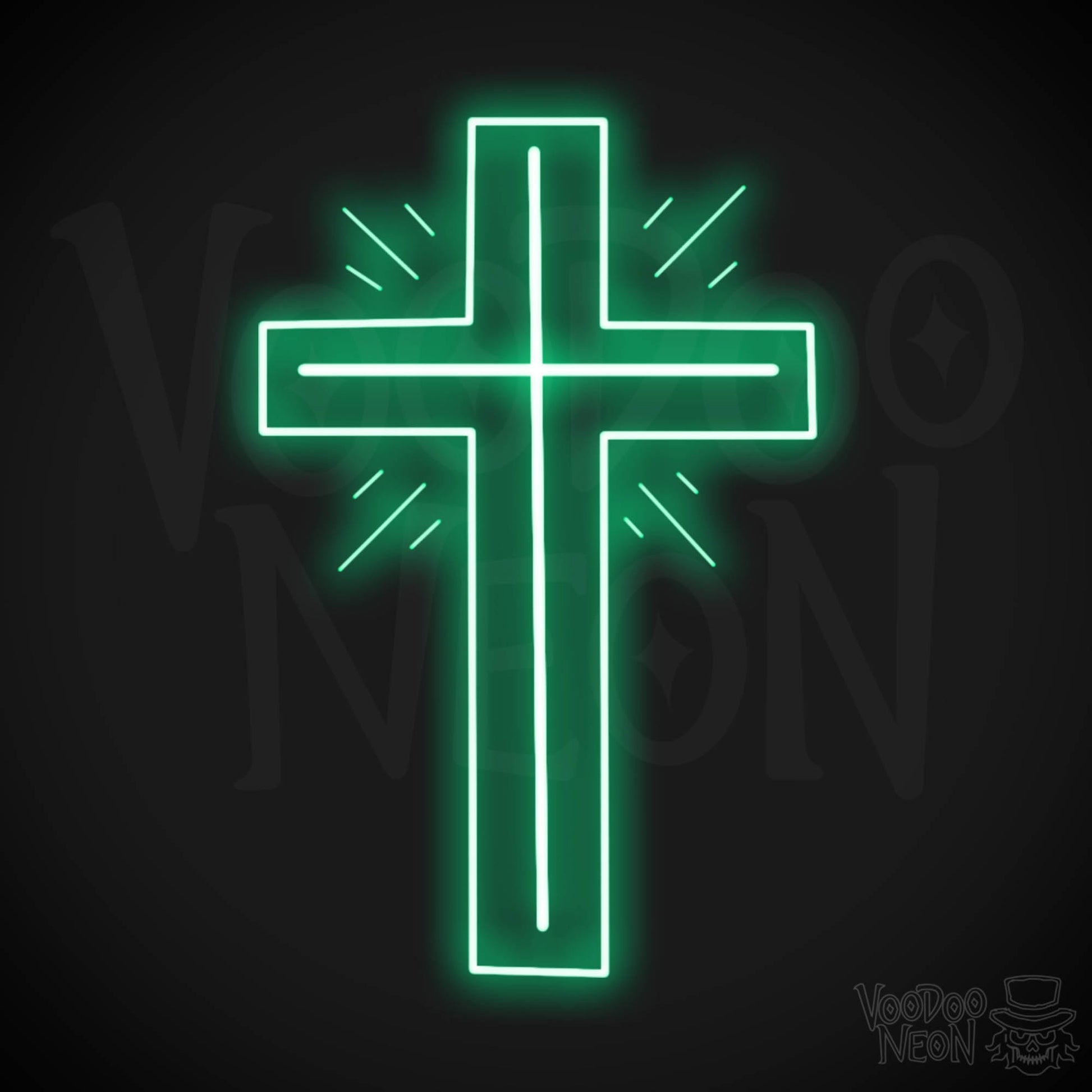 Neon Cross Sign - Neon Cross Wall Art - Cross Neon Sign - Color Green