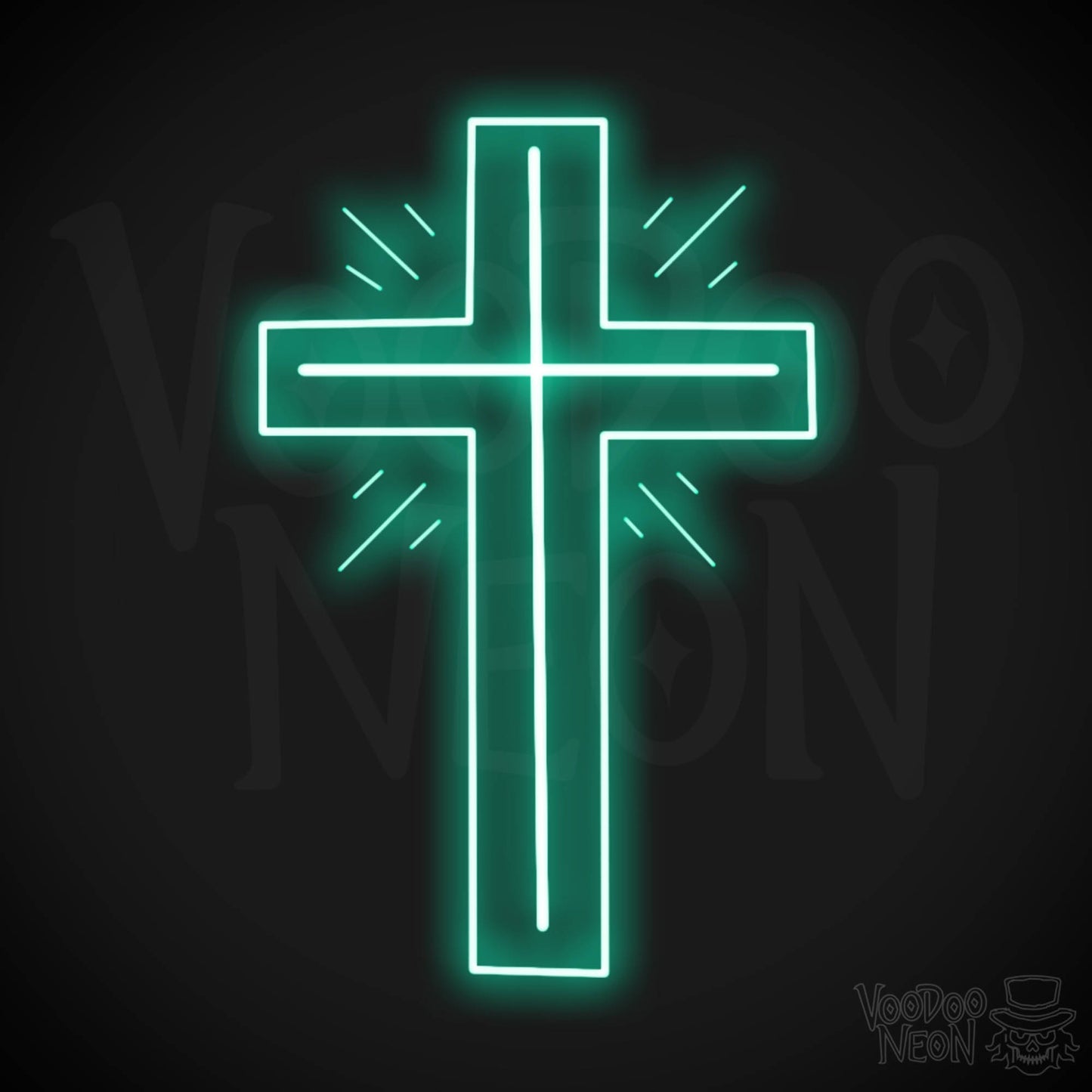 Neon Cross Sign - Neon Cross Wall Art - Cross Neon Sign - Color Light Green