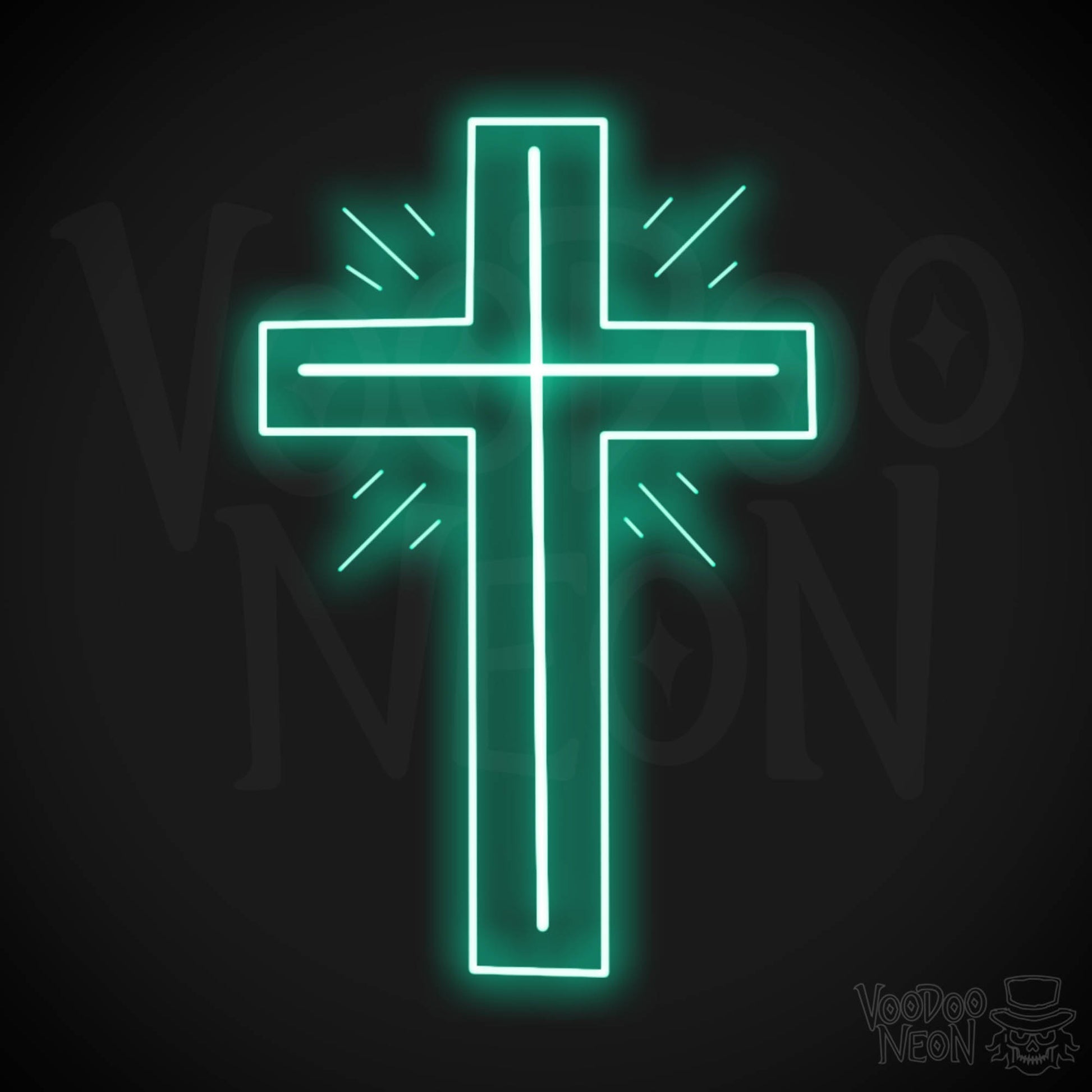Neon Cross Sign - Neon Cross Wall Art - Cross Neon Sign - Color Light Green