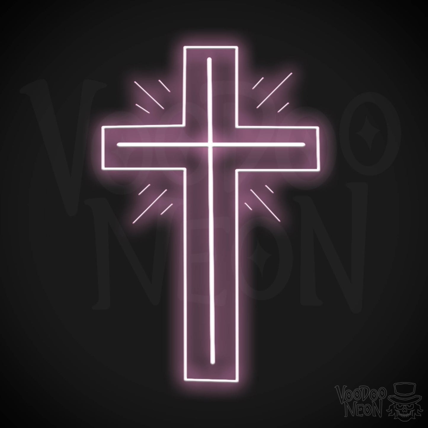 Neon Cross Sign - Neon Cross Wall Art - Cross Neon Sign - Color Light Pink