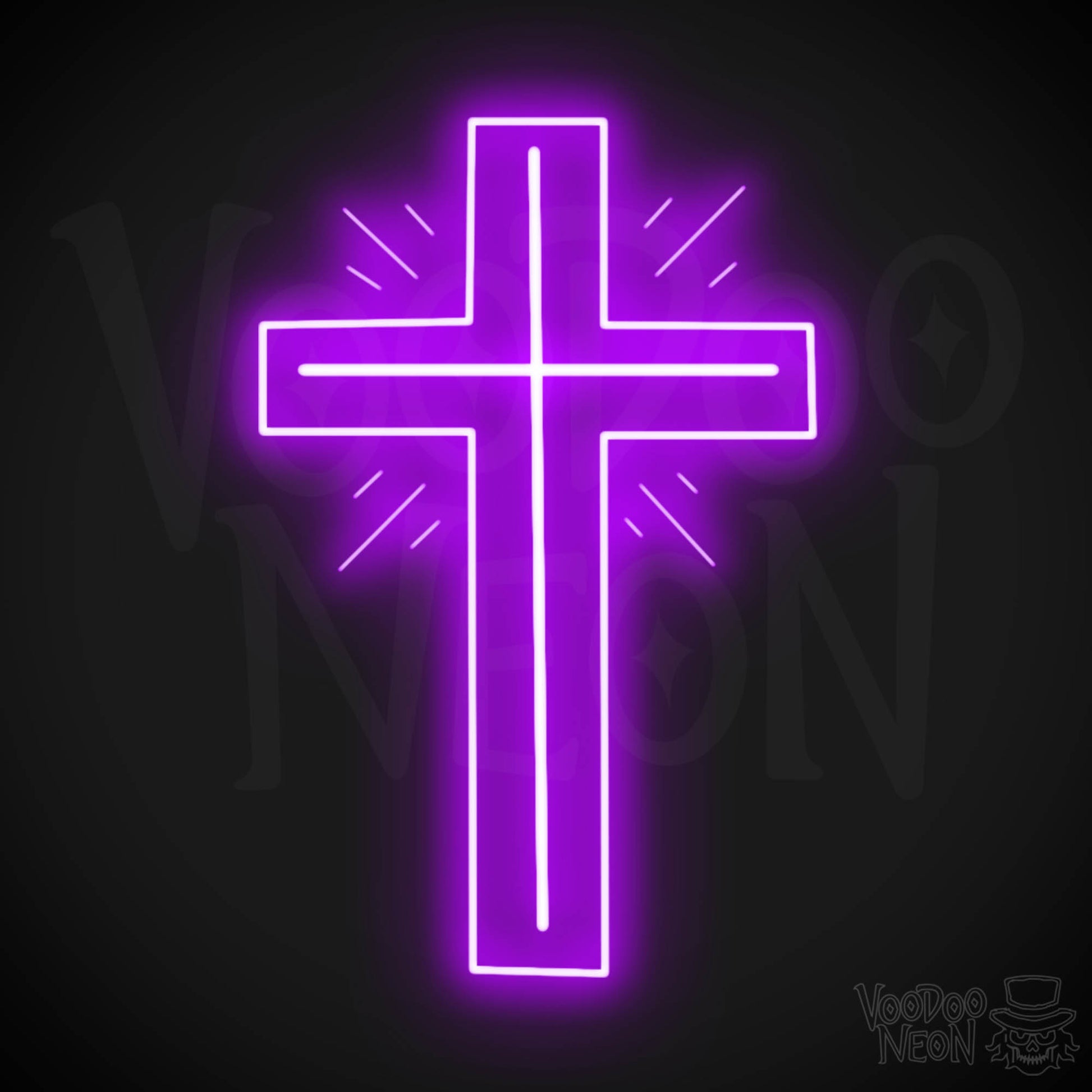 Neon Cross Sign - Neon Cross Wall Art - Cross Neon Sign - Color Purple