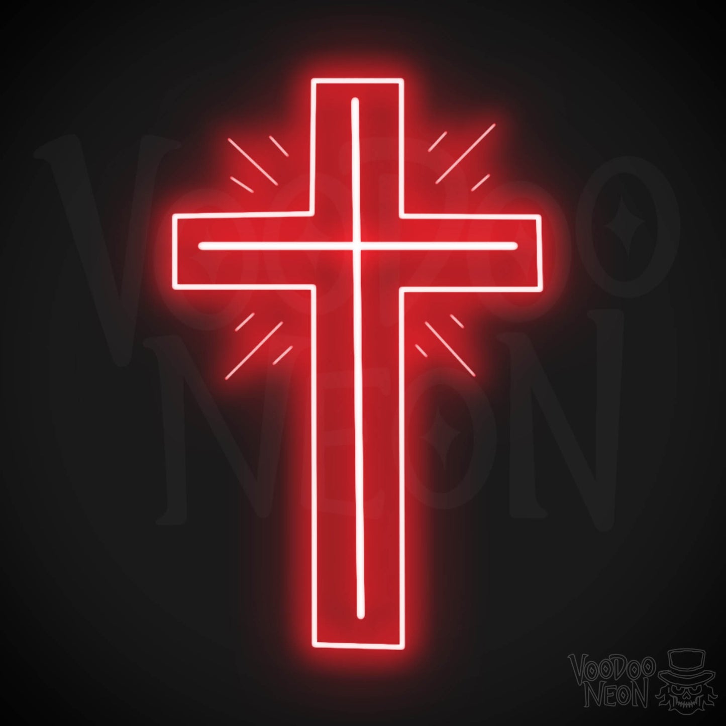 Neon Cross Sign - Neon Cross Wall Art - Cross Neon Sign - Color Red