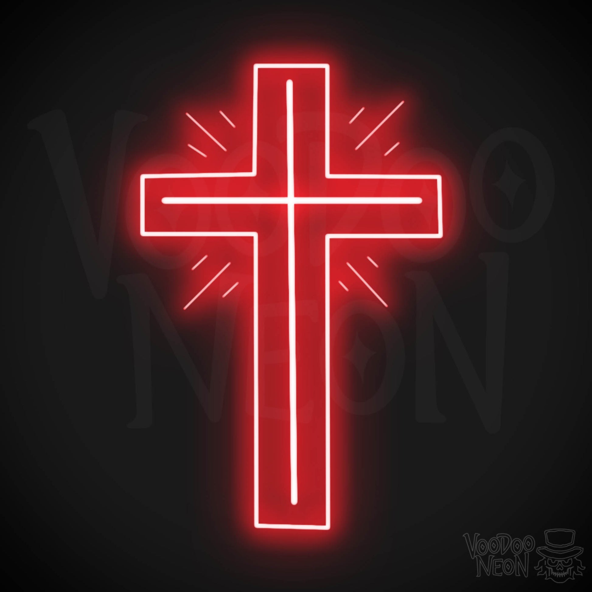 Neon Cross Sign - Neon Cross Wall Art - Cross Neon Sign - Color Red