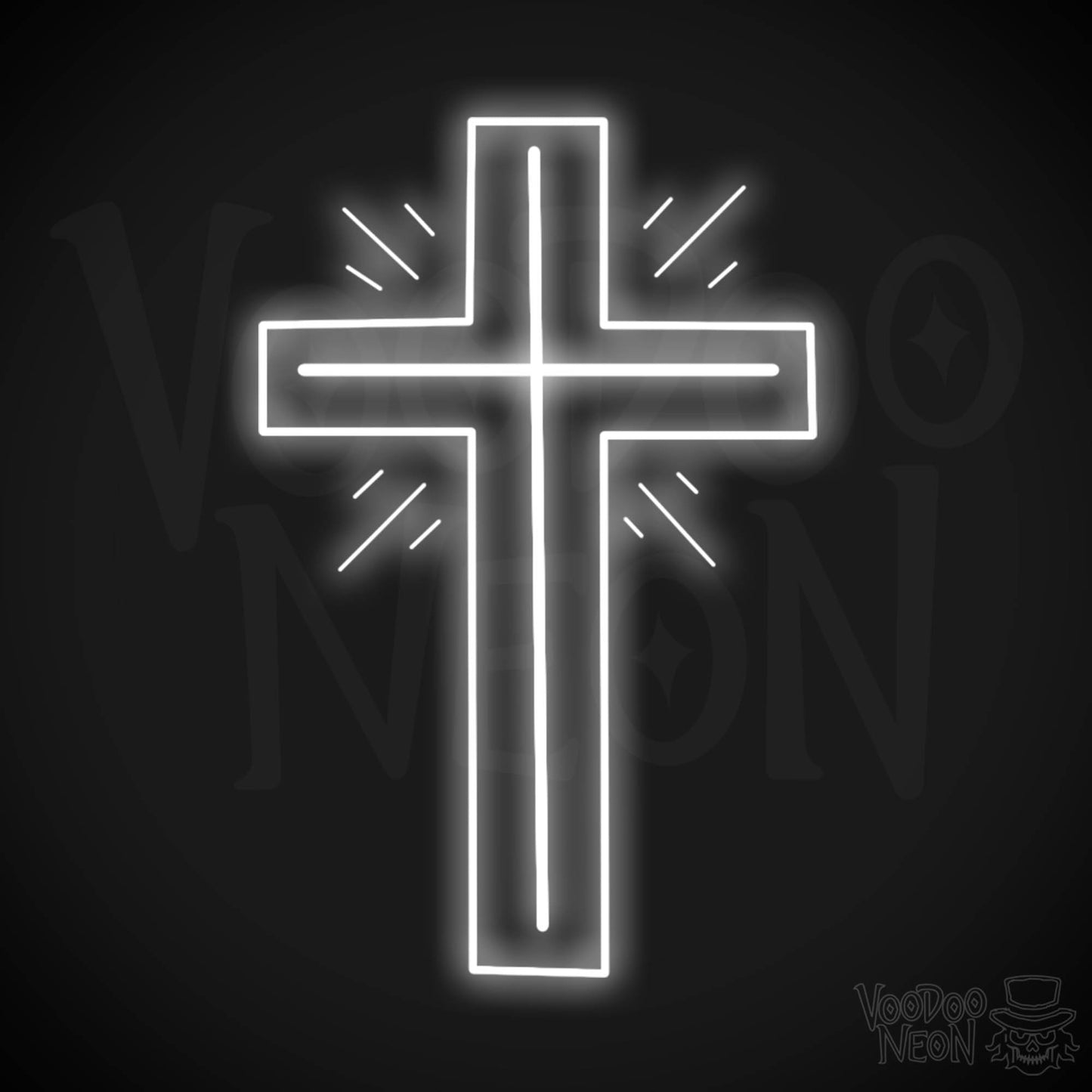 Neon Cross Sign - Neon Cross Wall Art - Cross Neon Sign - Color White