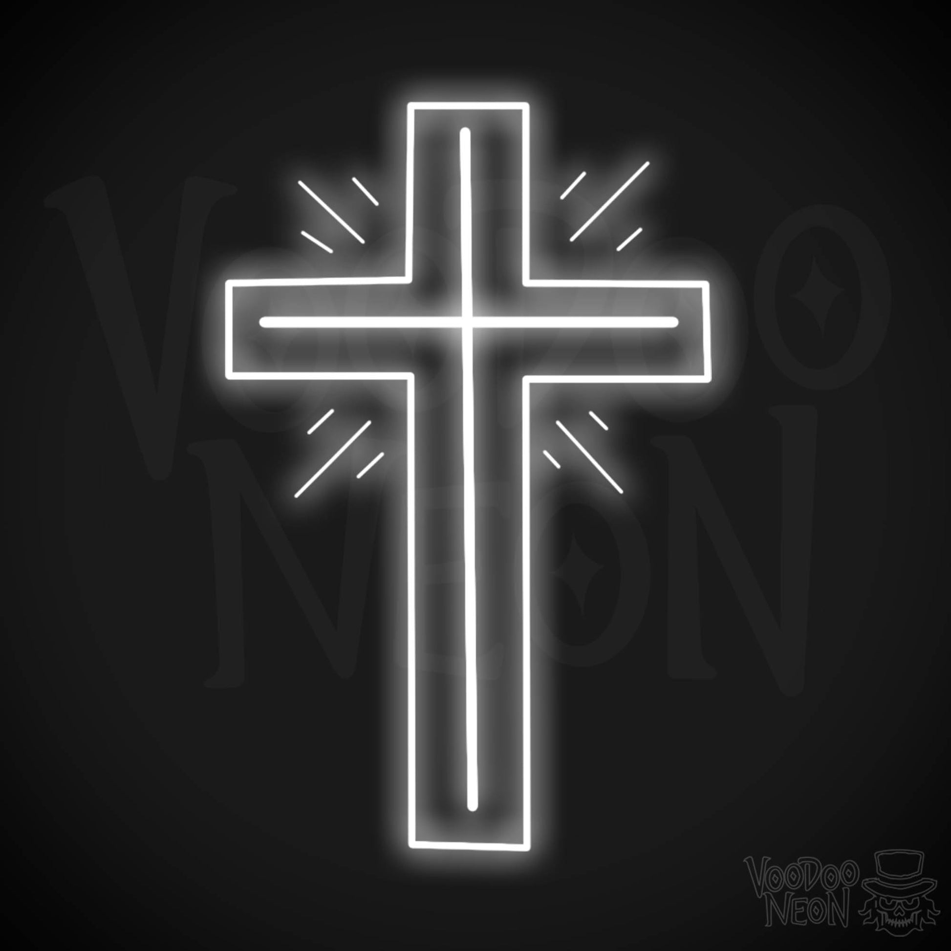 Neon Cross Sign - Neon Cross Wall Art - Cross Neon Sign - Color White