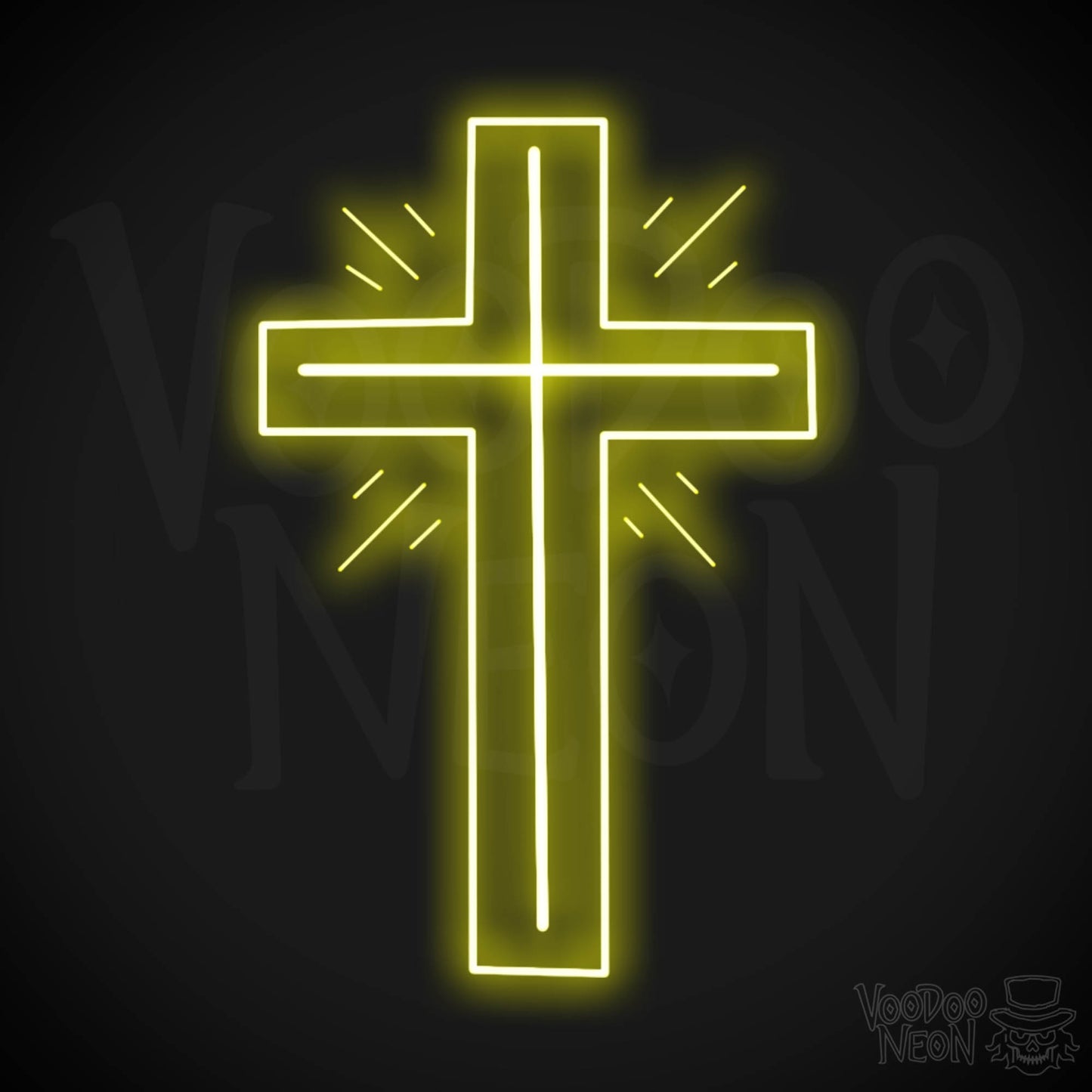 Neon Cross Sign - Neon Cross Wall Art - Cross Neon Sign - Color Yellow