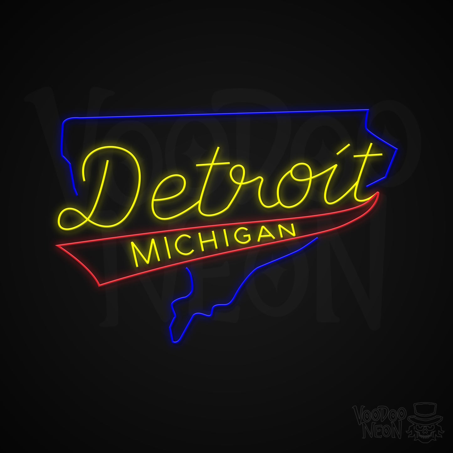 Detroit, Michigan Neon Sign - Multi-Color
