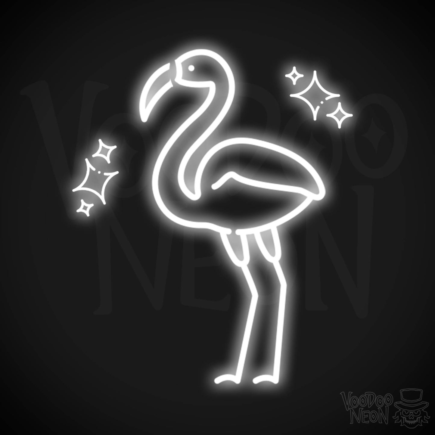 Neon Flamingo Lights - Flamingo Neon Wall Art - Color White