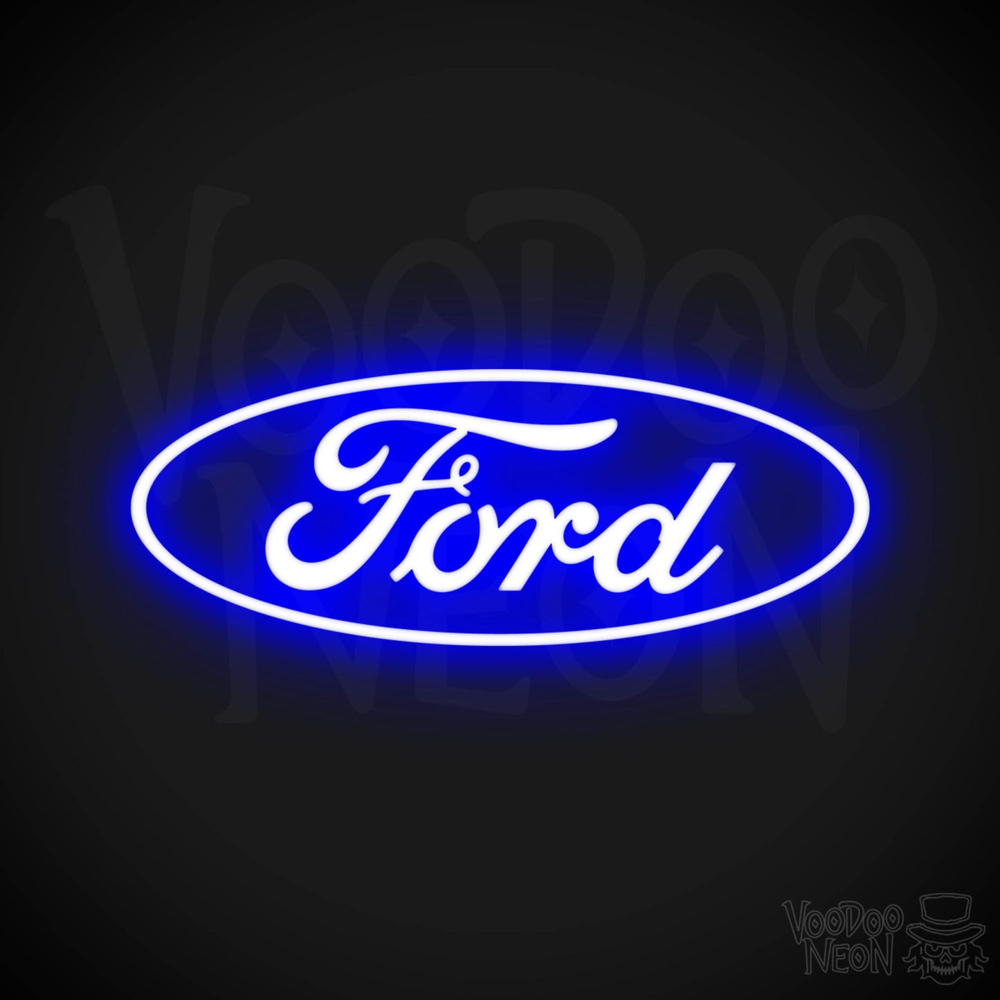 Ford Neon Sign - Neon Ford Sign - Ford Decor - Ford Logo Wall Art - Color Dark Blue