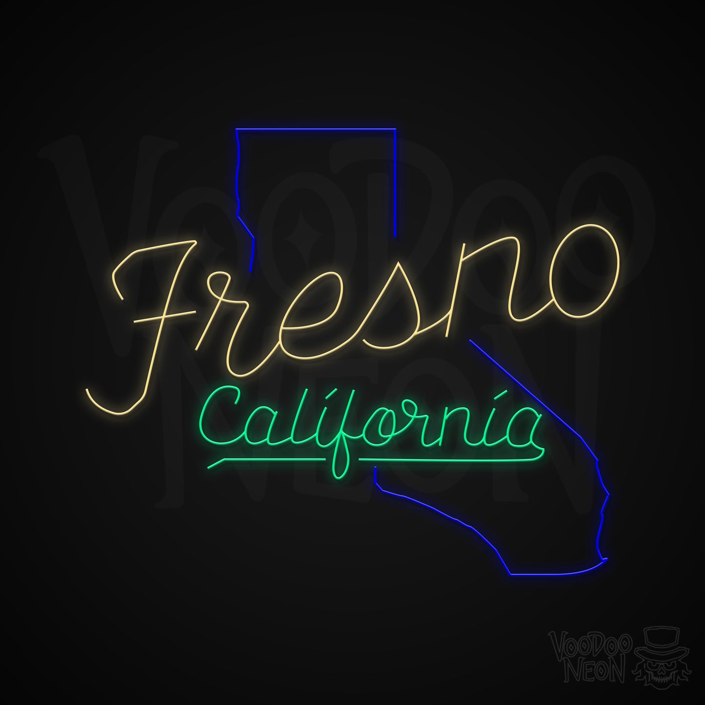 Fresno, California Neon Sign - Multi-Color
