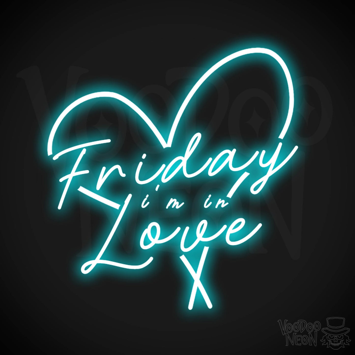 Friday I'm in Love Neon Sign - Neon Friday I'm In Love Sign - Wall Art - Color Ice Blue