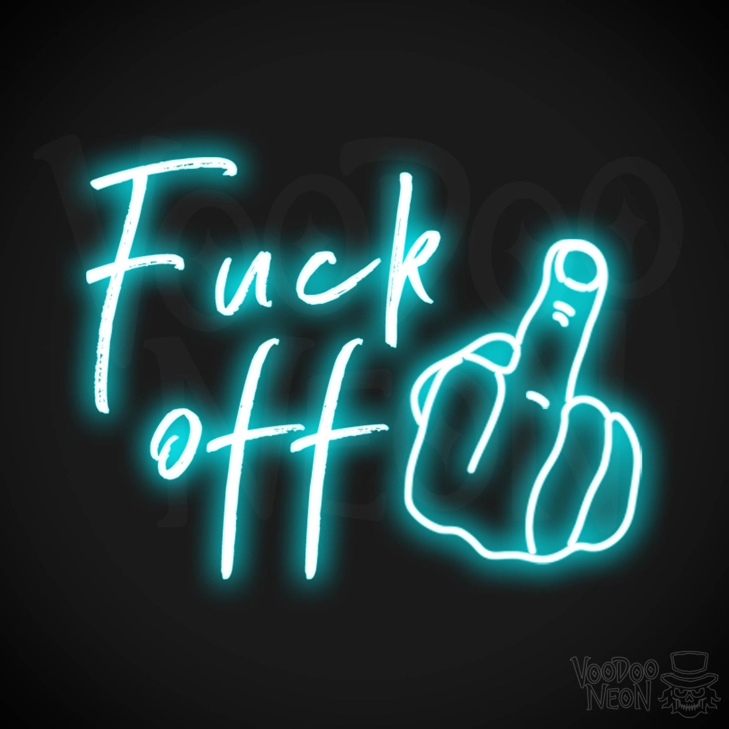 Fuck Off Neon Sign - Fuck Off Sign - Wall Art - Color Ice Blue
