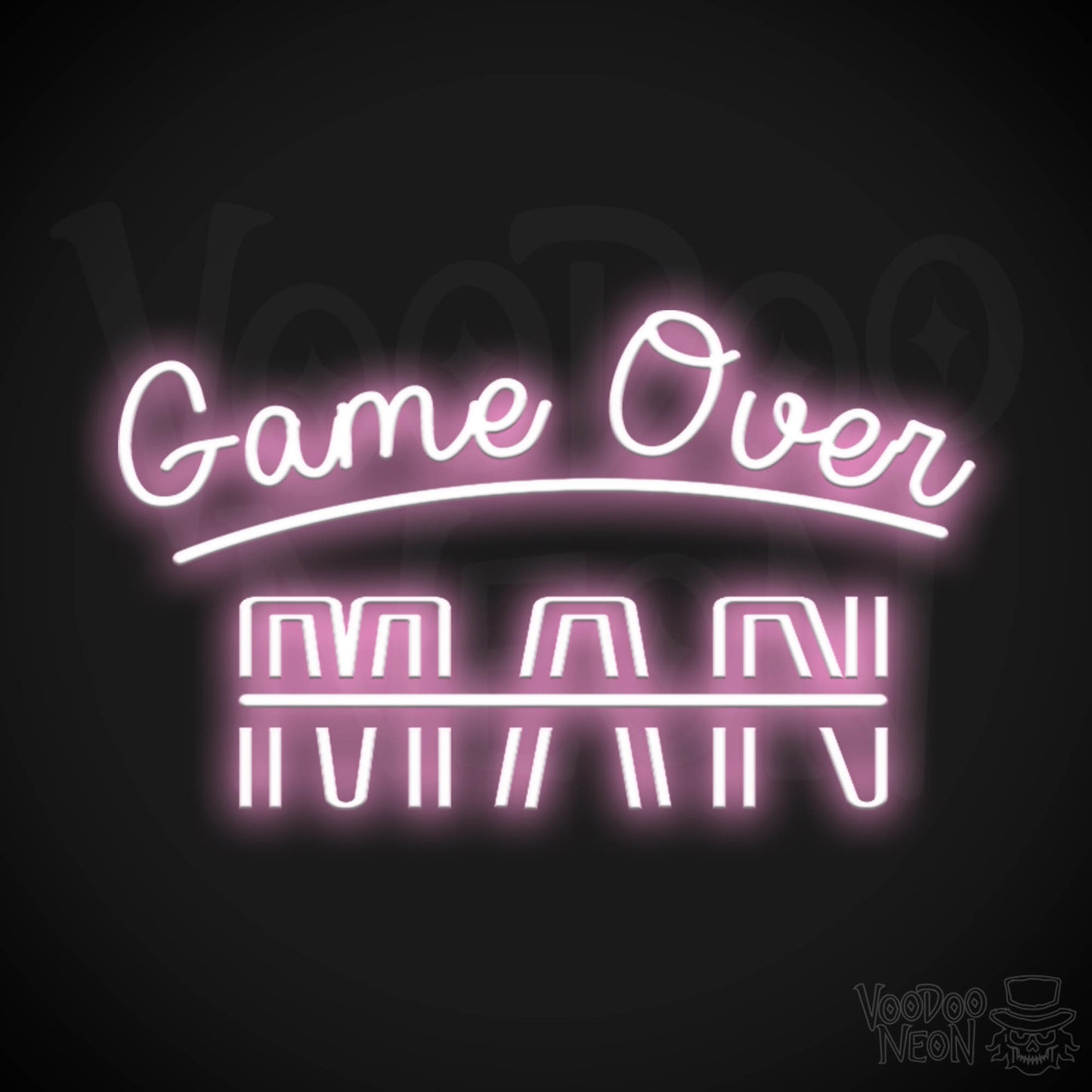 Game Over Man Neon Sign - Game Over Man Light Up Sign - Wall Art - Color Light Pink