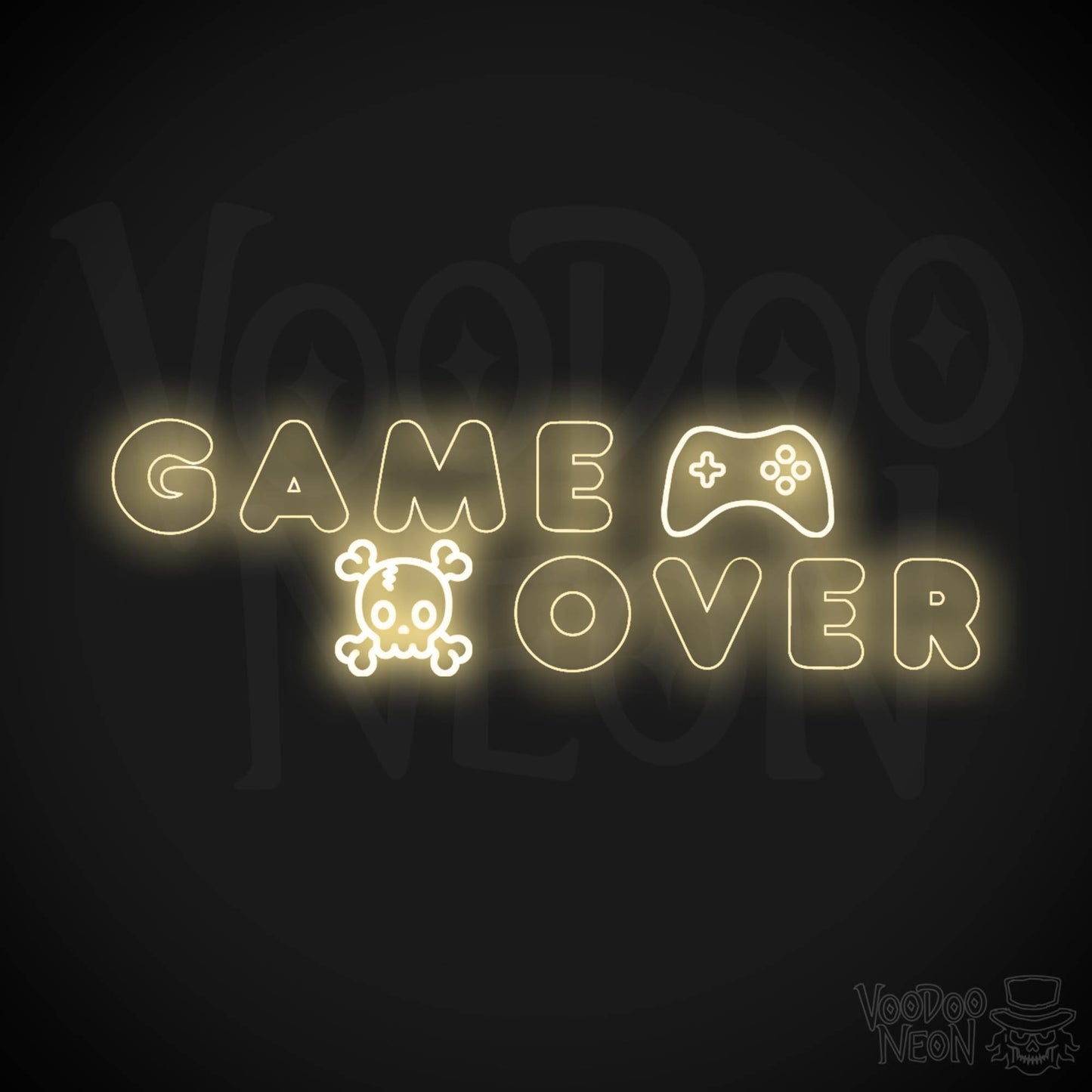 Game Over Neon Sign - Neon Game Over Sign - LED Sign - Color Warm White