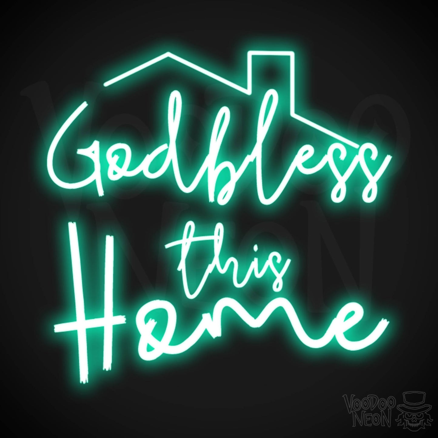 God Bless This House Neon Sign - Neon God Bless This House Sign - Wall Art - Light Up Sign - Color Light Green