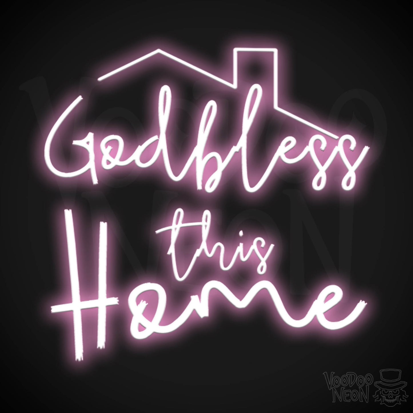 God Bless This House Neon Sign - Neon God Bless This House Sign - Wall Art - Light Up Sign - Color Light Pink