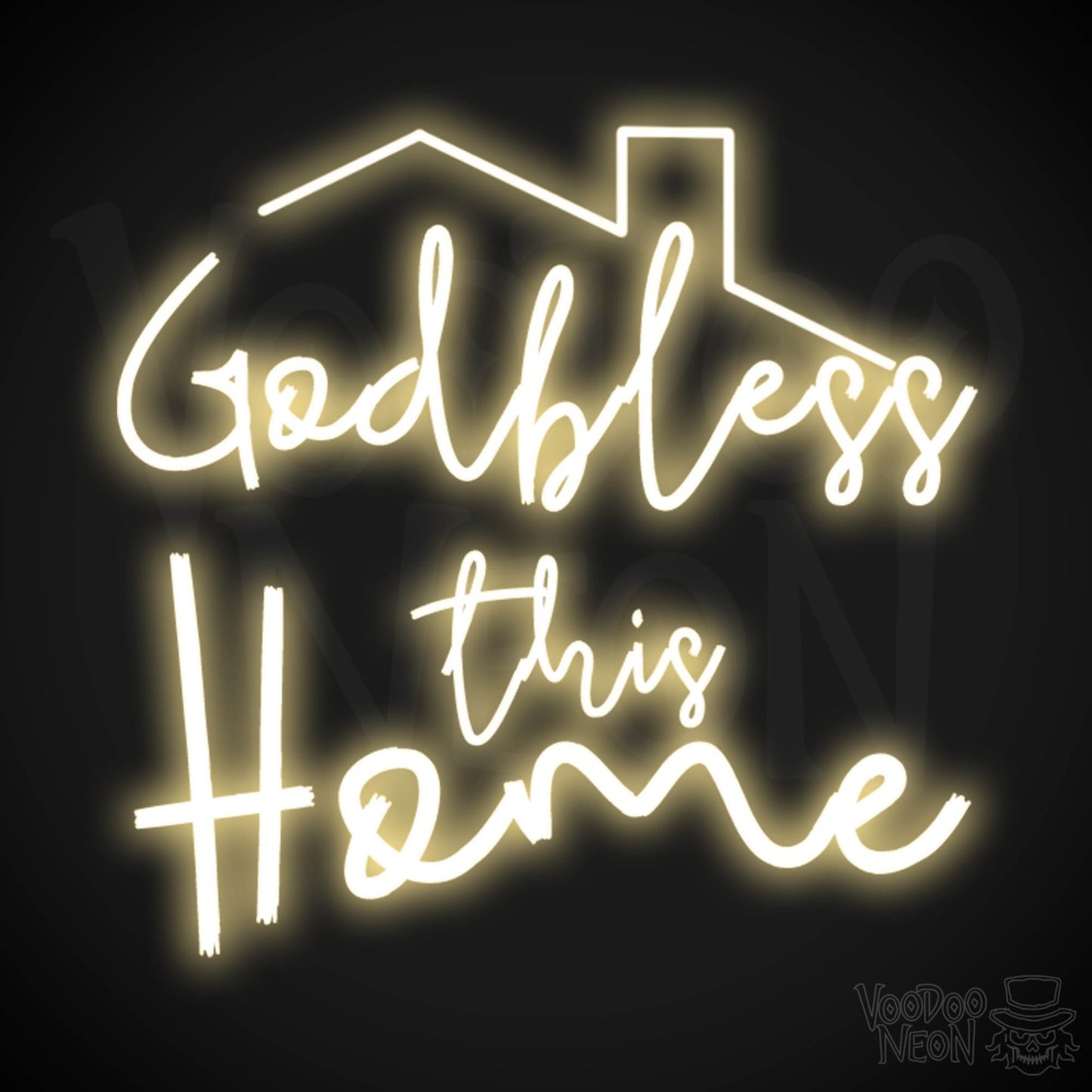 God Bless This House Neon Sign - Neon God Bless This House Sign - Wall Art - Light Up Sign - Color Warm White